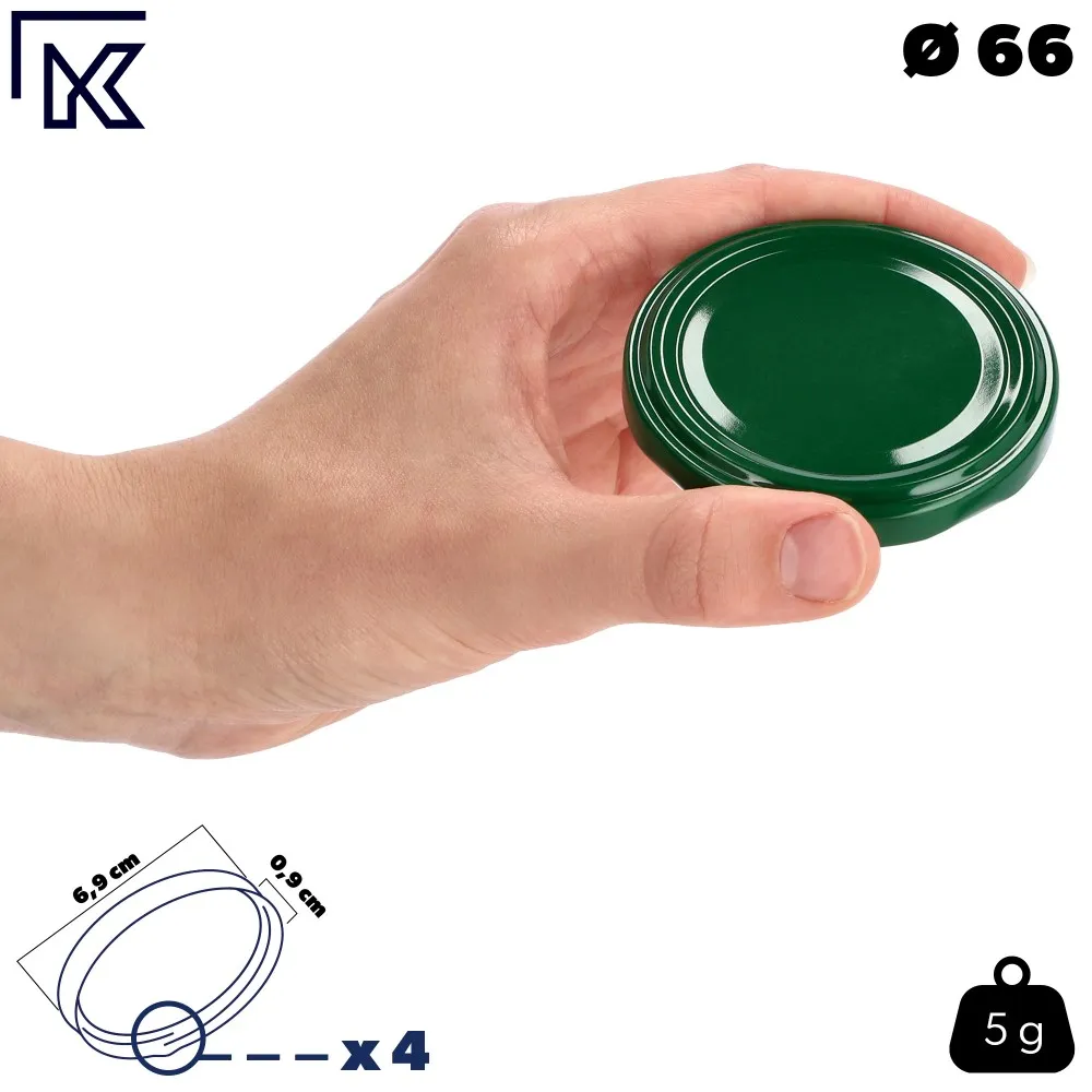 Metaliniai dangteliai „Valsta“ stiklainiams, 10 vnt., 66 mm skersmens, žali