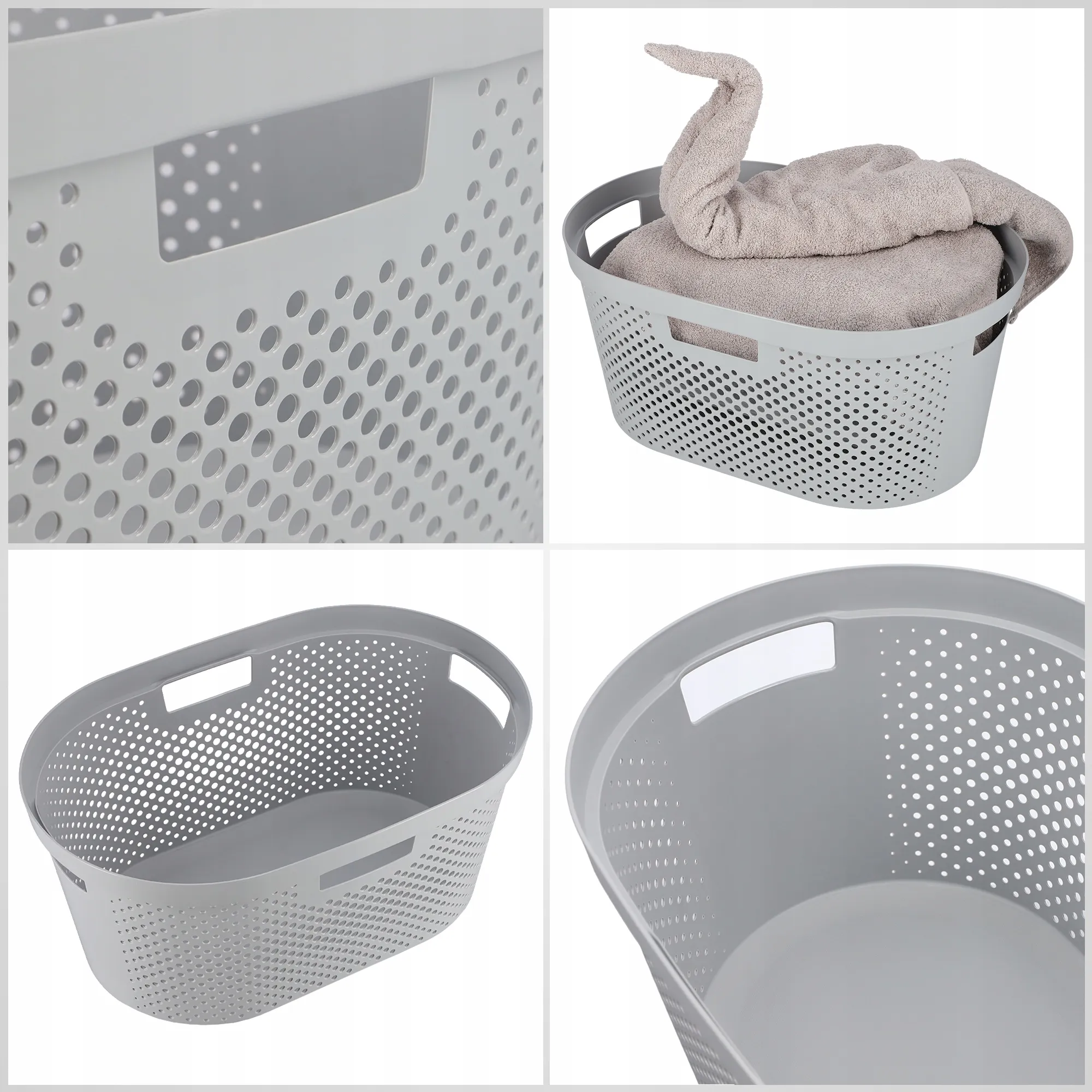 60 litrų krepšys su dangčiu + 45 litrų konteineris „Curver Infinity“, šviesiai pilkas