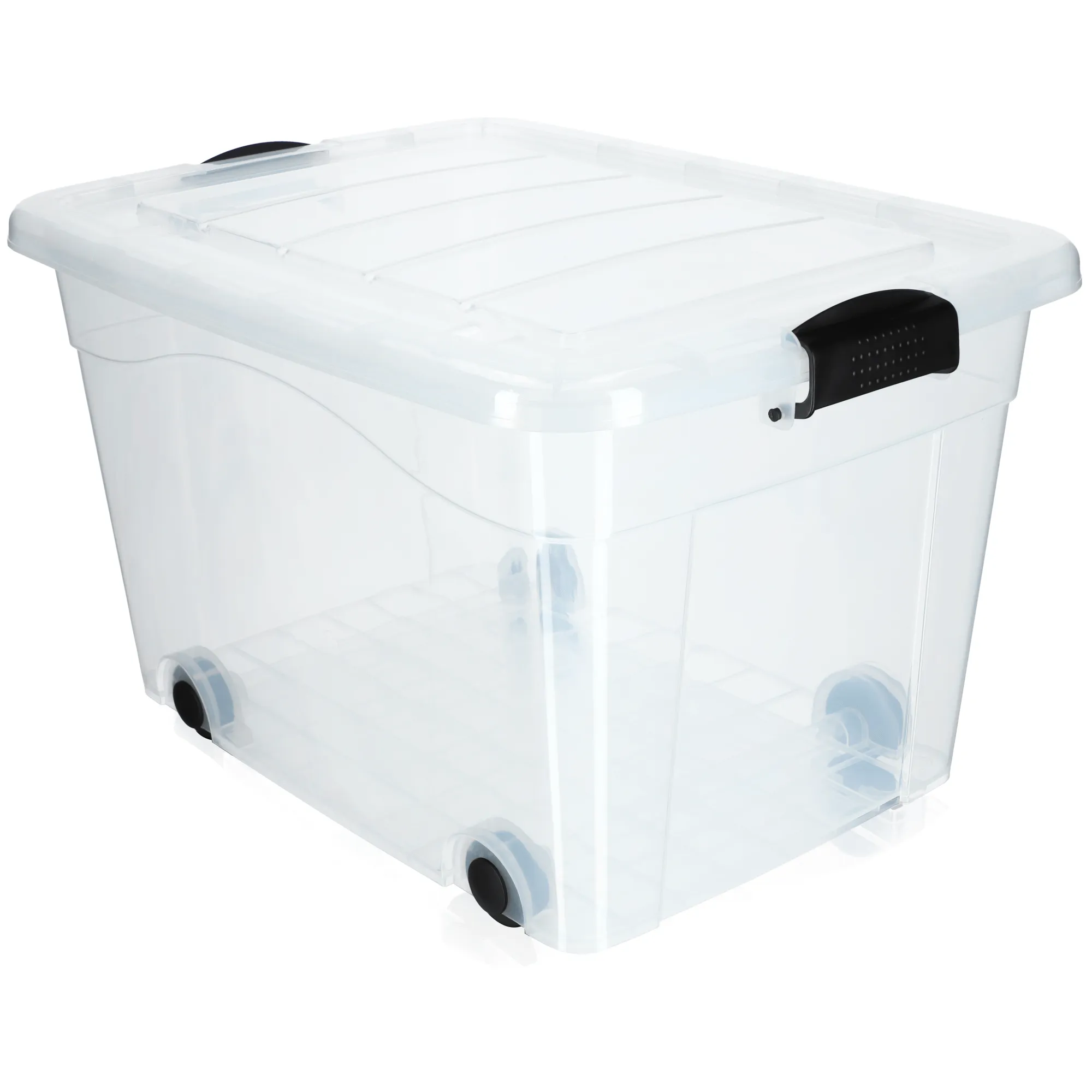 Vado 60L plastikinis konteineris su ratukais, skaidrus