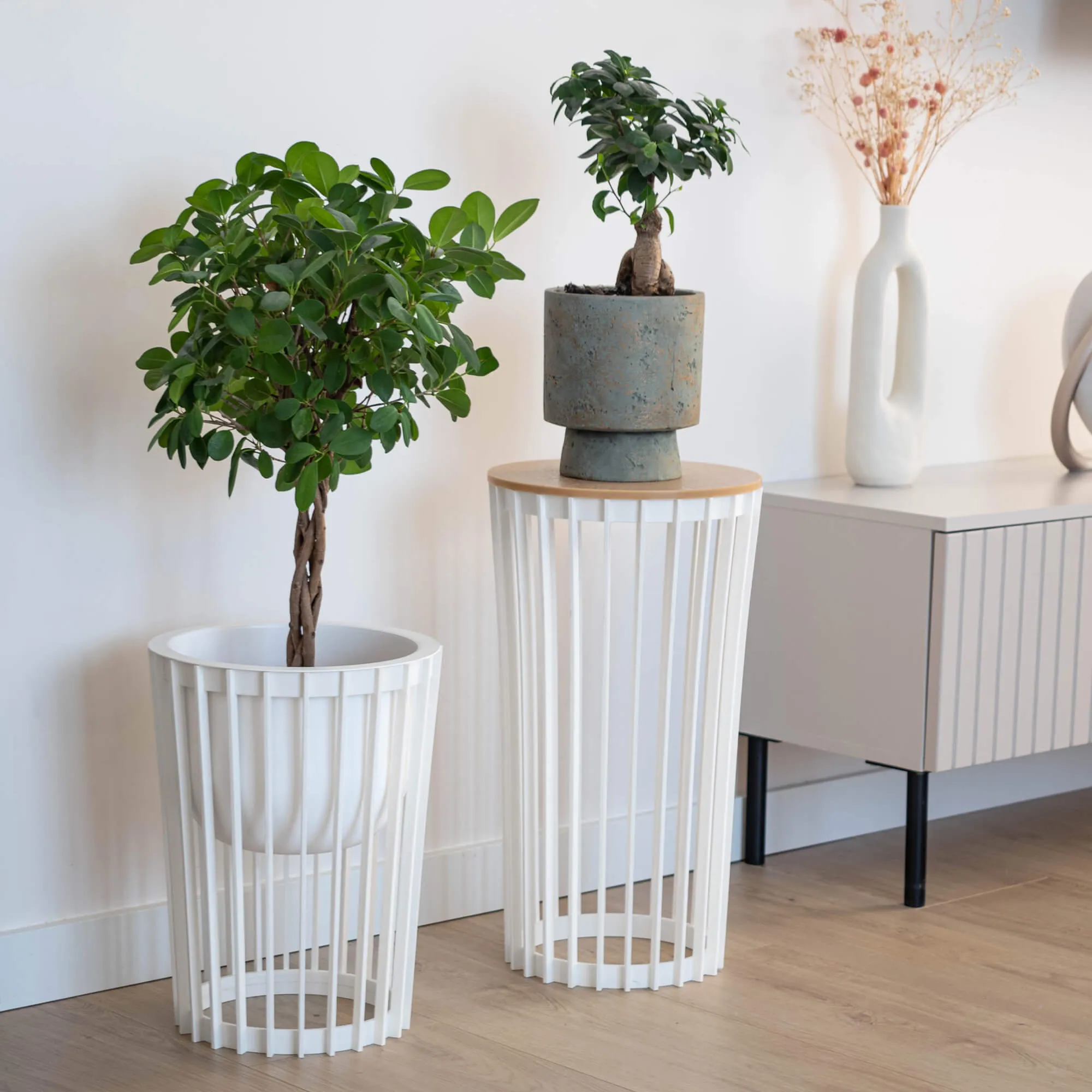 Aytre dvipusis augalų stovas 54 cm baltas + juodas stalviršis