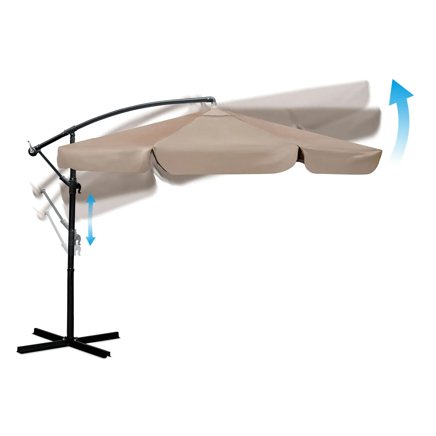 Sulankstomas sodo skėtis, 8 segmentų, 350 cm, su uždanga, „Plonos PL-881“ - nuotrauka 1