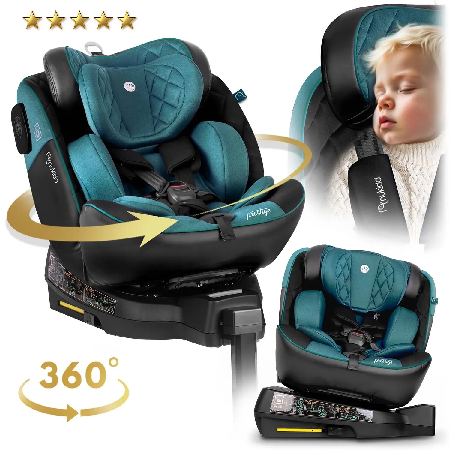 „Nukido Prestige Line“ automobilinė kėdutė, juoda ir mėlyna, 0-36 kg, ISOFIX - nuotrauka 1