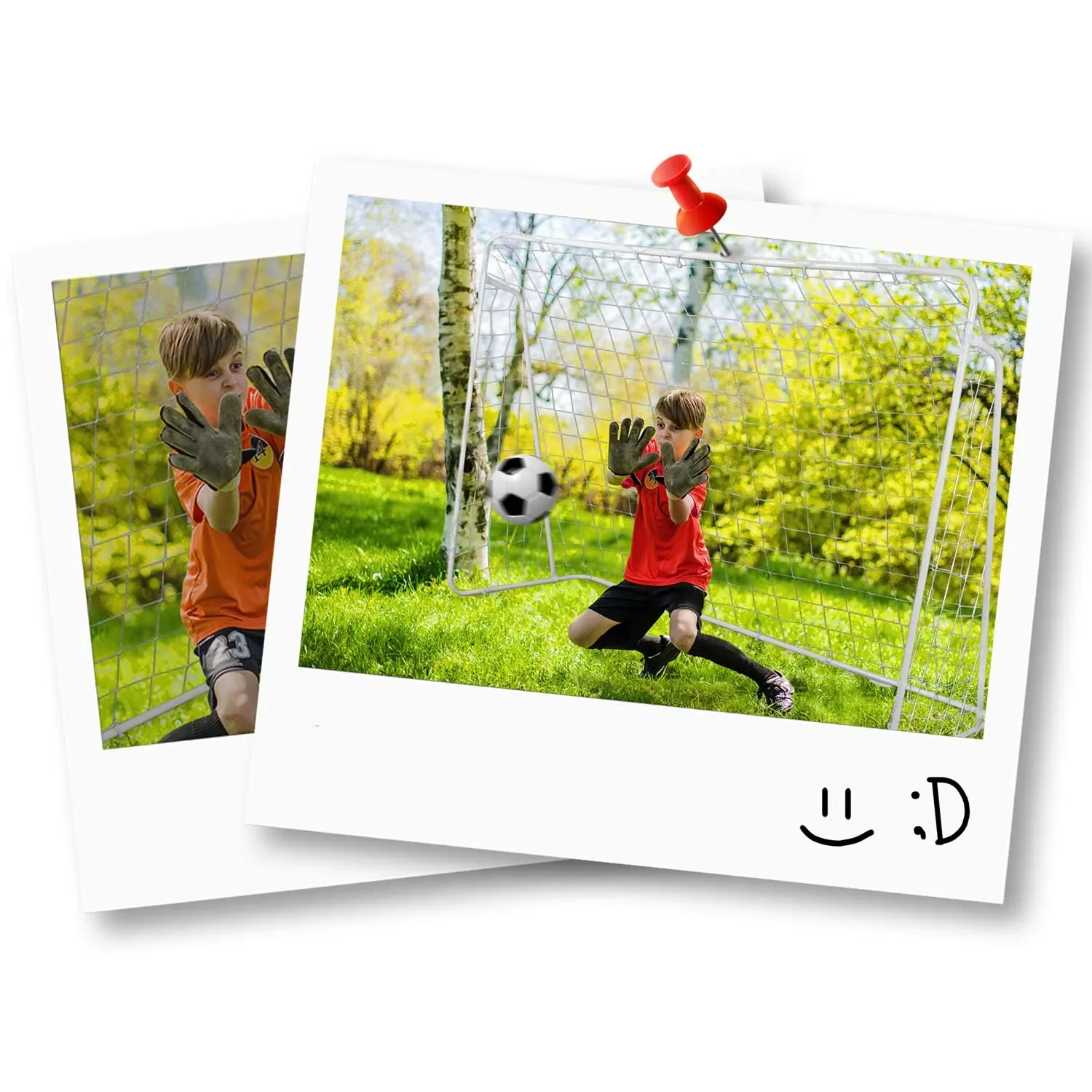 Futbolo vartai 245 x 155 x 80 cm + taikinio kilimėlis - nuotrauka 1