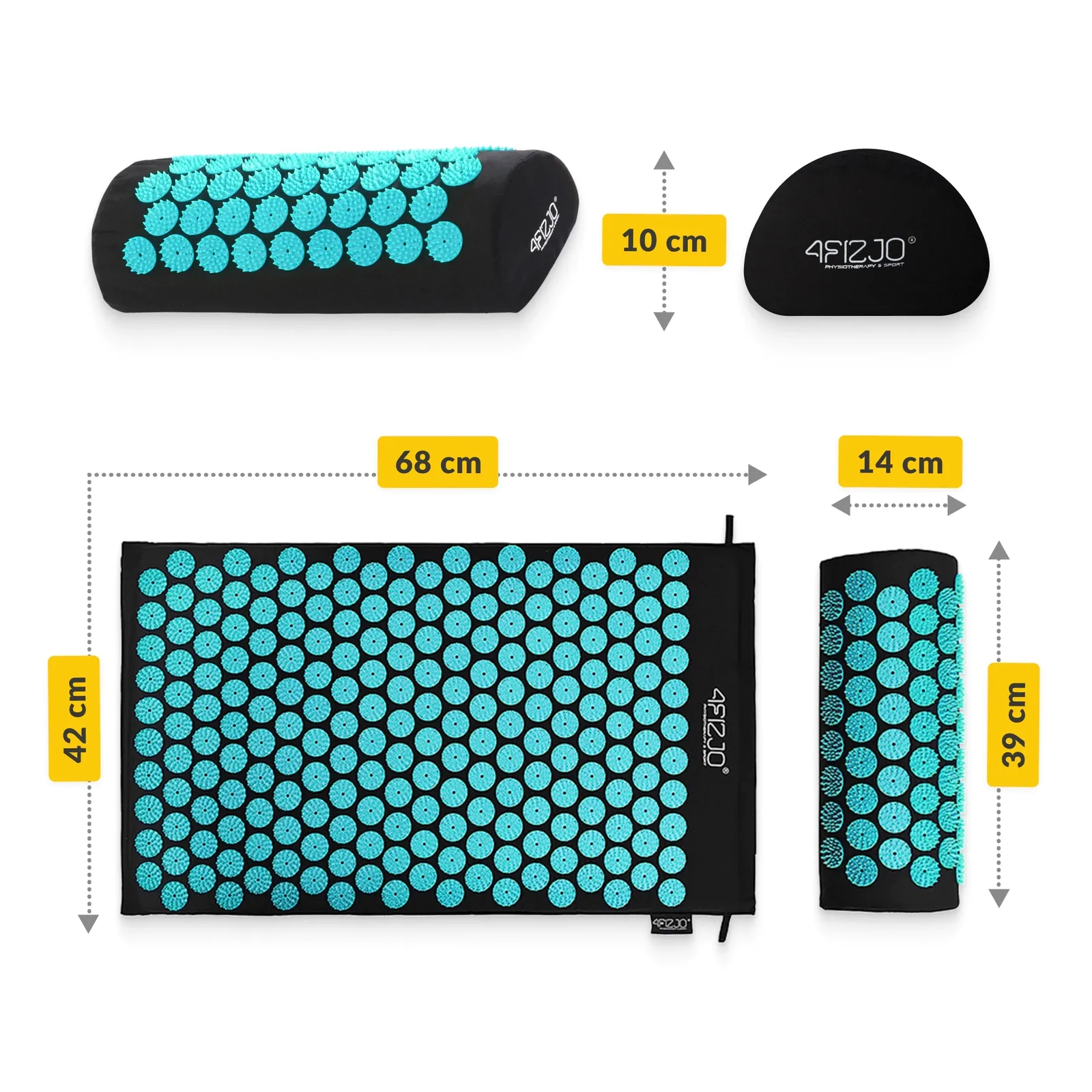 Klasikinis mėlynas akupresūros kilimėlis su pagalvėle