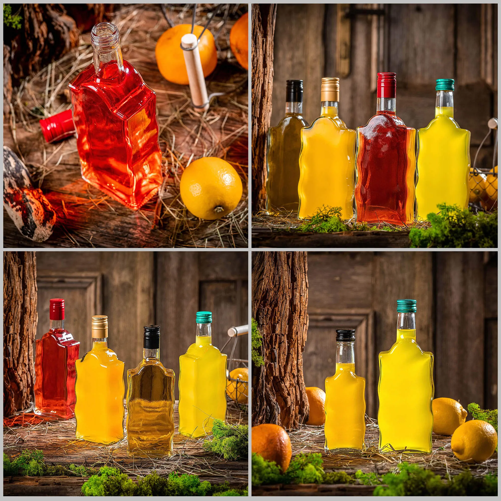 Fala stiklinis tinktūros buteliukas 500 ml su žaliu dangteliu 5 vnt.