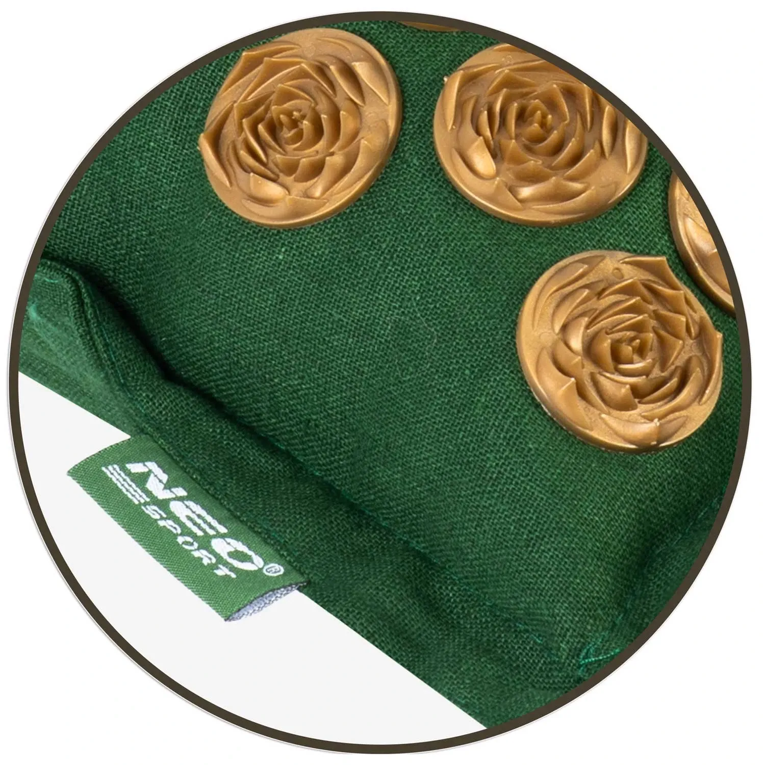 Akupresūros kilimėlis su pagalve NS-902 tamsiai žalias ir auksinis - nuotrauka 1