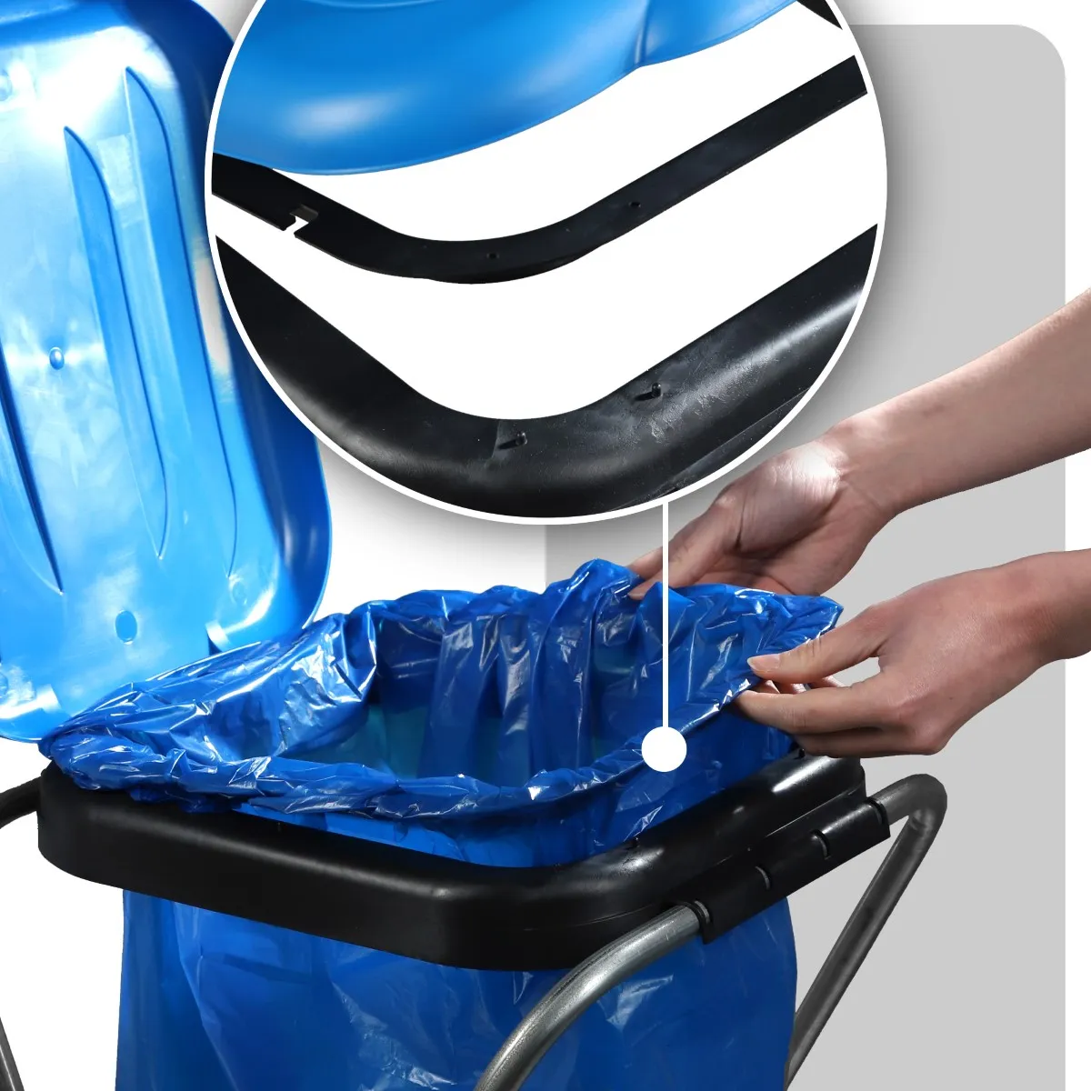 Bakel vienkartinių atliekų rūšiavimo maišų stovas, mėlynas