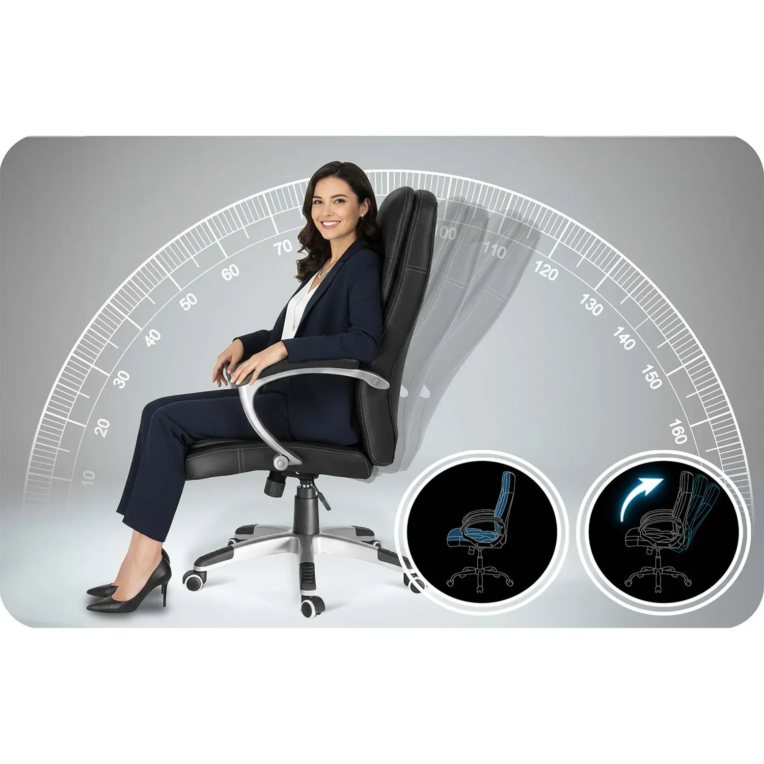 Sofotel pasukama biuro kėdė, juoda - nuotrauka 1