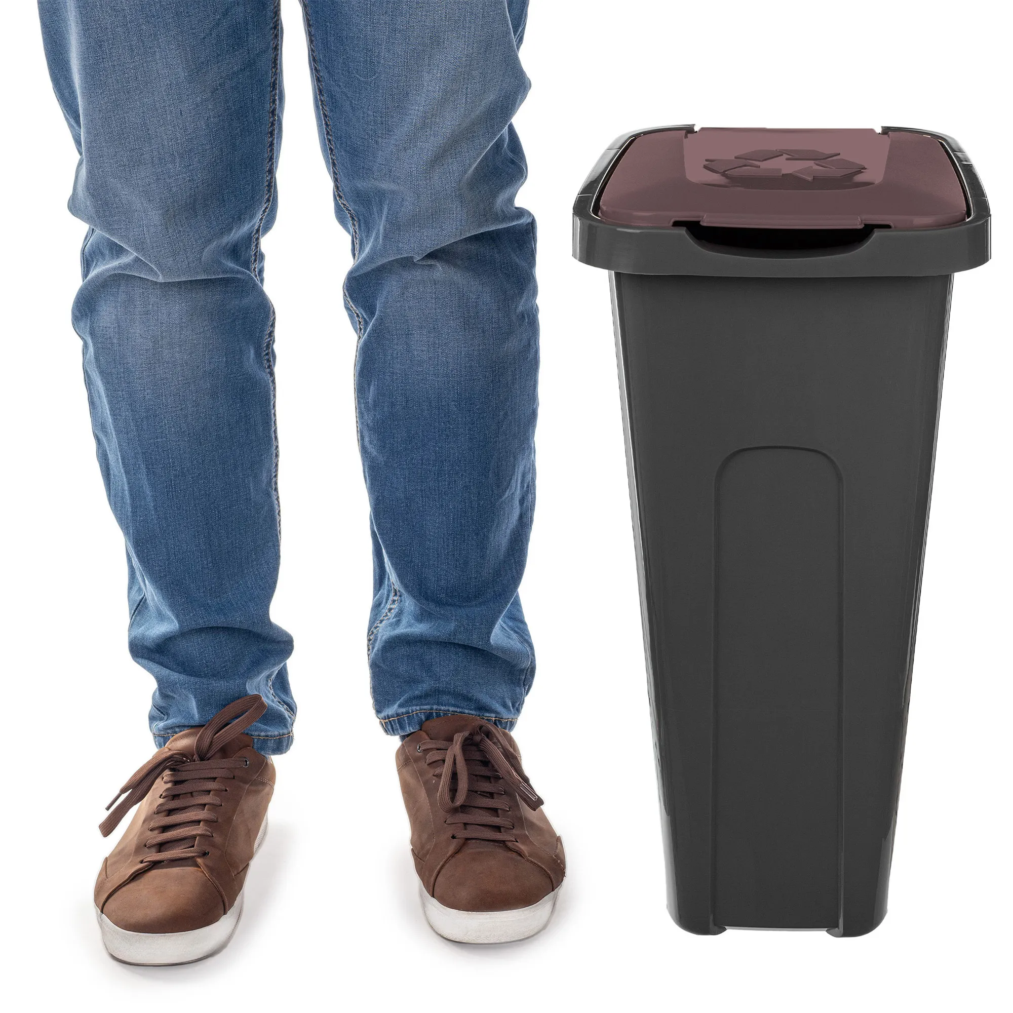 „Entrago“ 30 litrų šiukšliadėžių komplektas, ruda + žalia + mėlyna + geltona + juoda