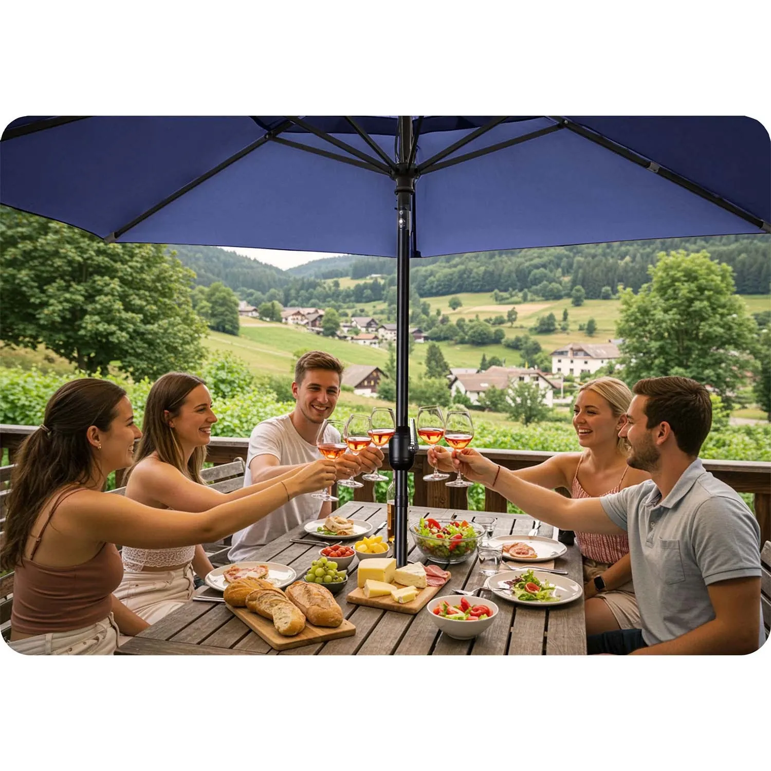 Sulankstomas sodo skėtis, 6 dalių, 300 cm, su uždanga, „Plonos PL-884“ - nuotrauka 1