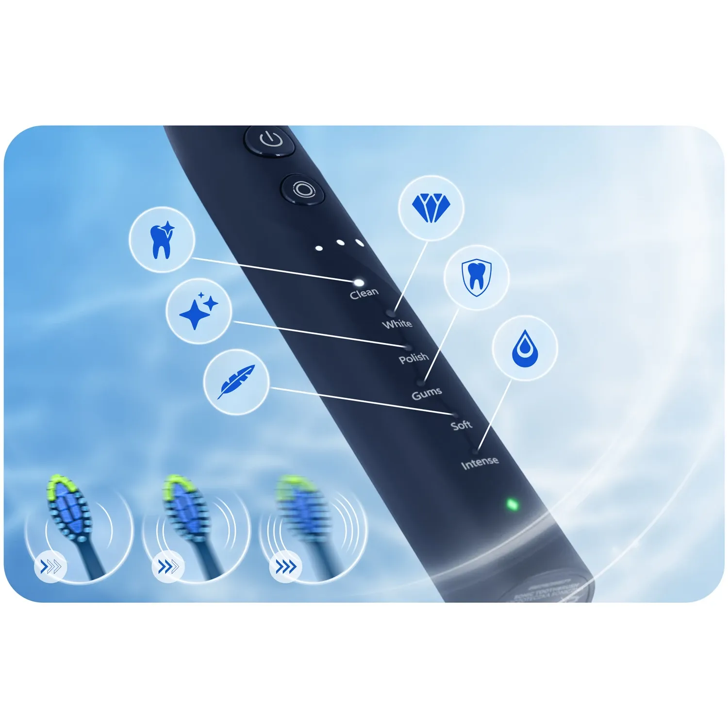 Berdsen Galaxy Sonic dantų šepetėlis tamsiai mėlynas - nuotrauka 1