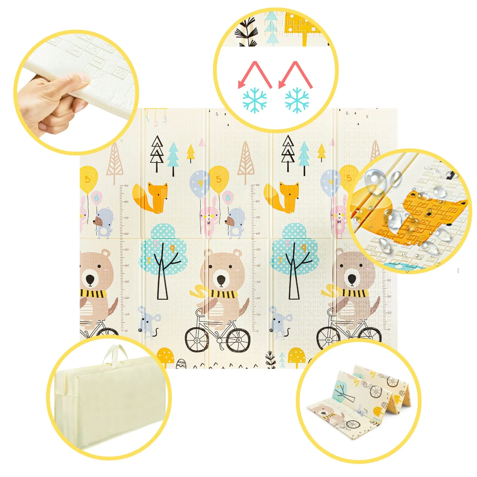 Žaidimų kilimėlis kūdikiams Meškiukas ant dviračio 200 x 180 cm