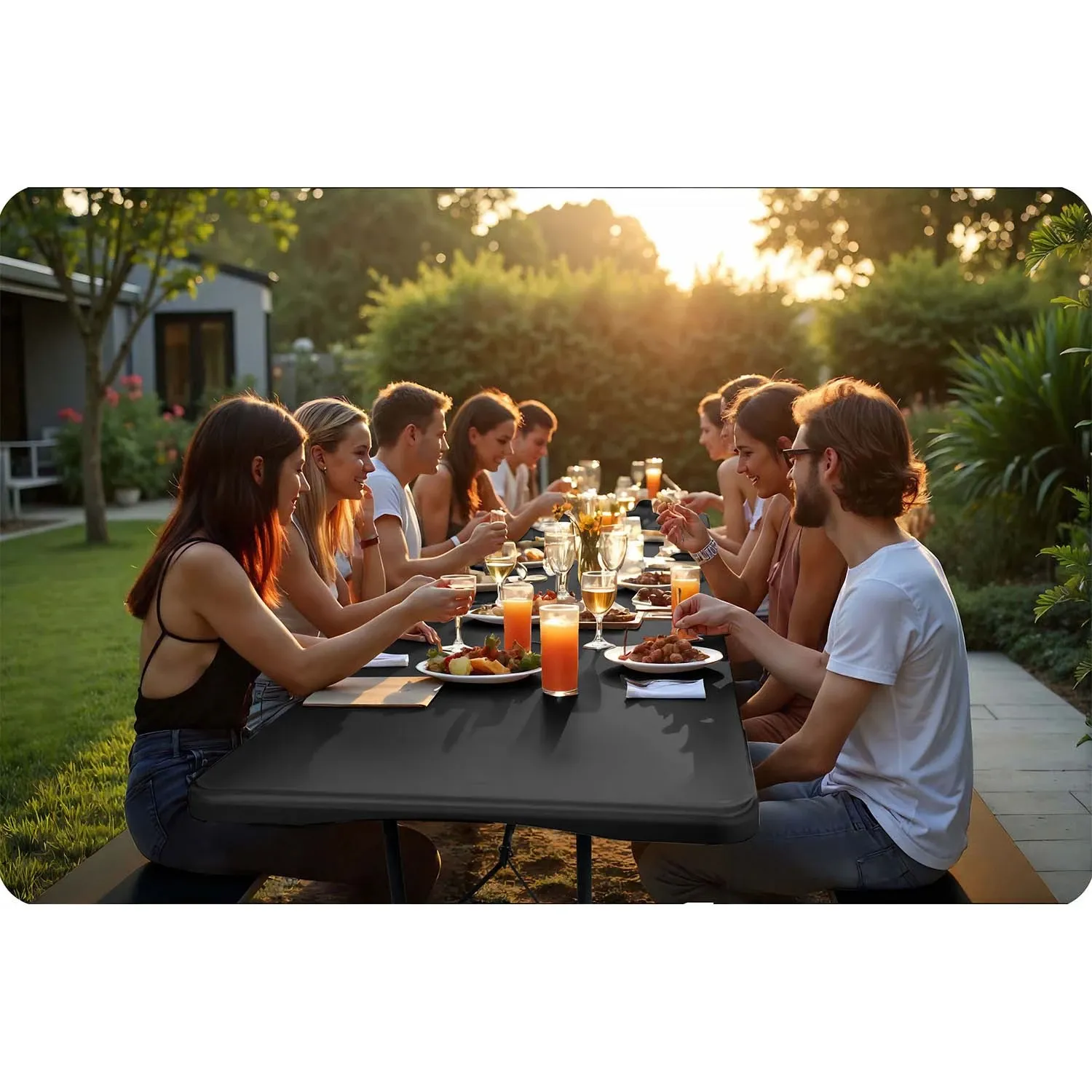 Sulankstomas sodo suolas maitinimo reikmėms, 180 cm, juodas, „Plonos“ - nuotrauka 1