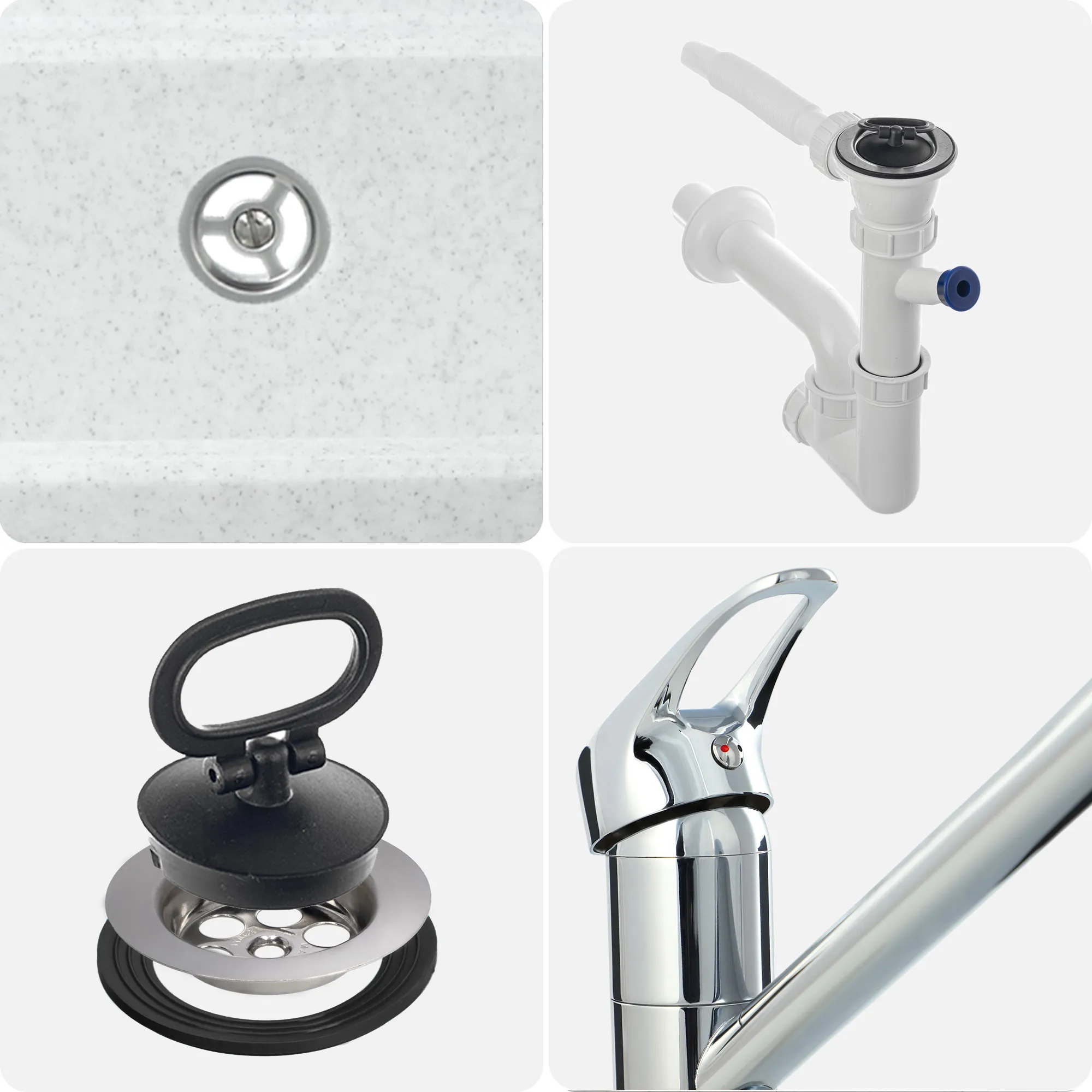 Gospo Ferro kriauklė su pasukamu maišytuvu, balta