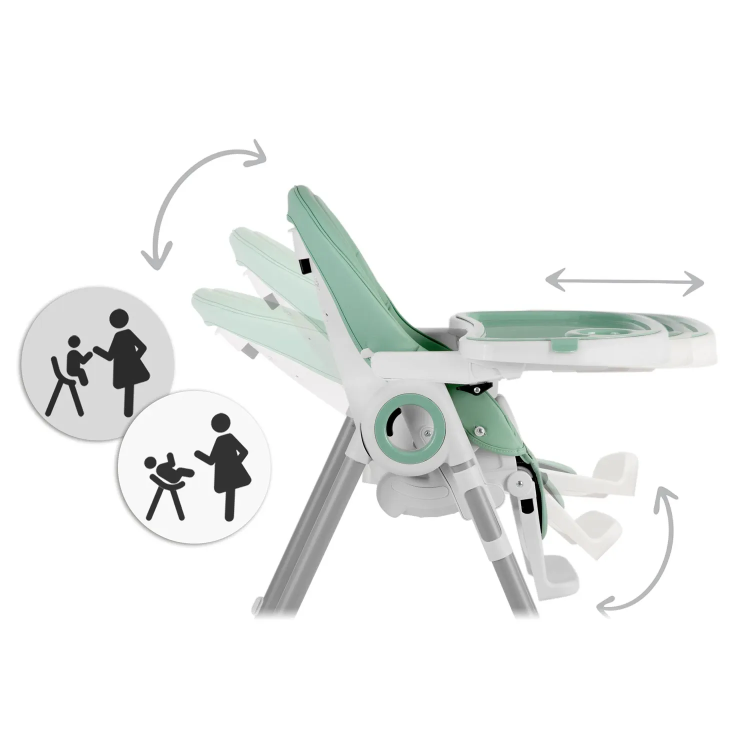 Vaikiška kėdutė su staliuku, žalia Belo sumuštinė + žaislų laikiklis - nuotrauka 1