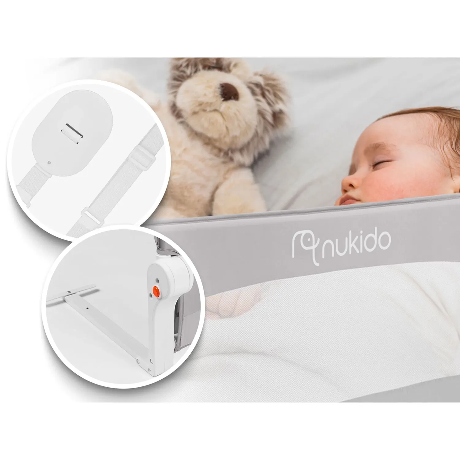 Apsauginis lovos turėklas 180 x 42 x 35 cm, Nukido pilkas - nuotrauka 1