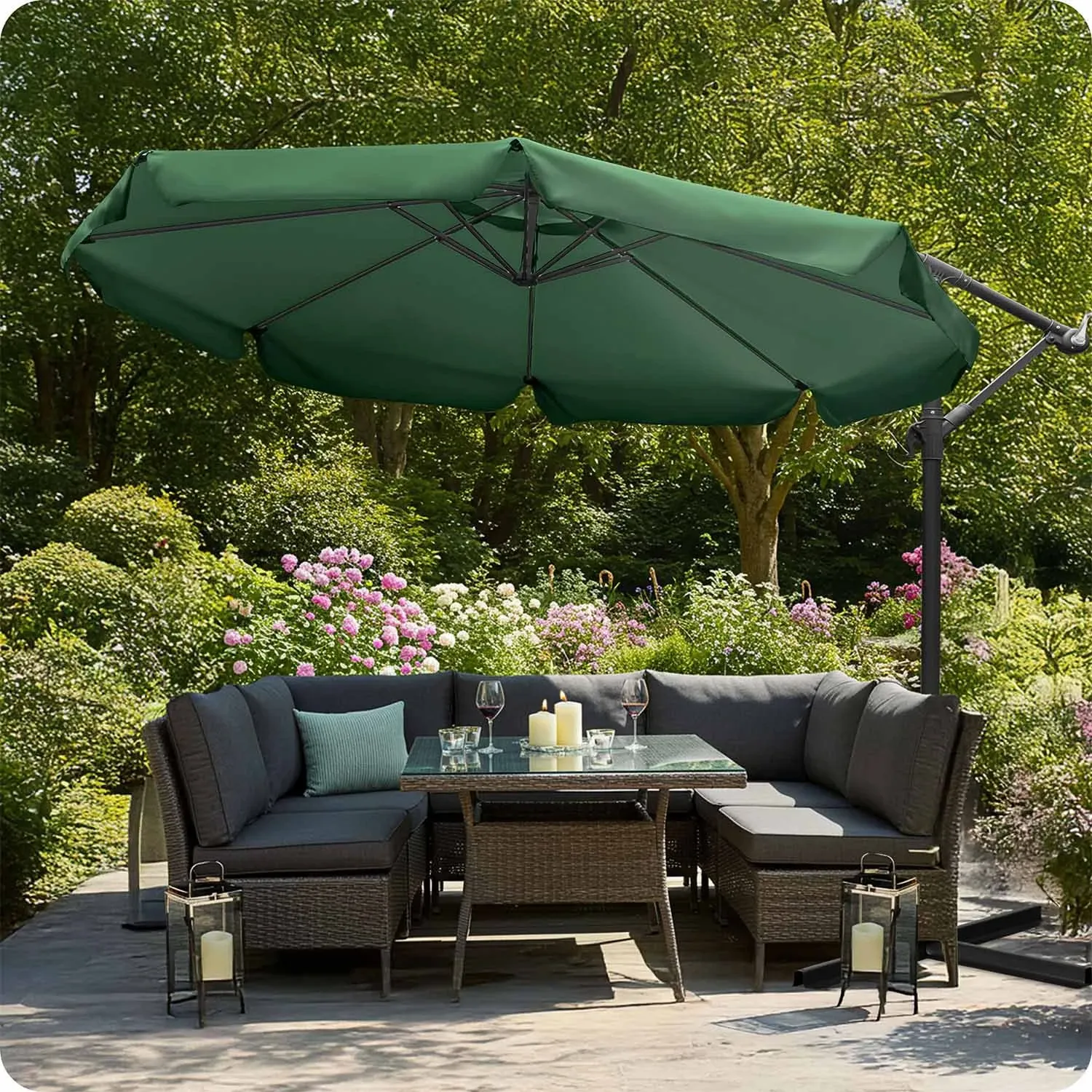 Sulankstomas sodo skėtis, 8 segmentų, 350 cm, su uždanga, „Plonos PL-881“ - nuotrauka 1