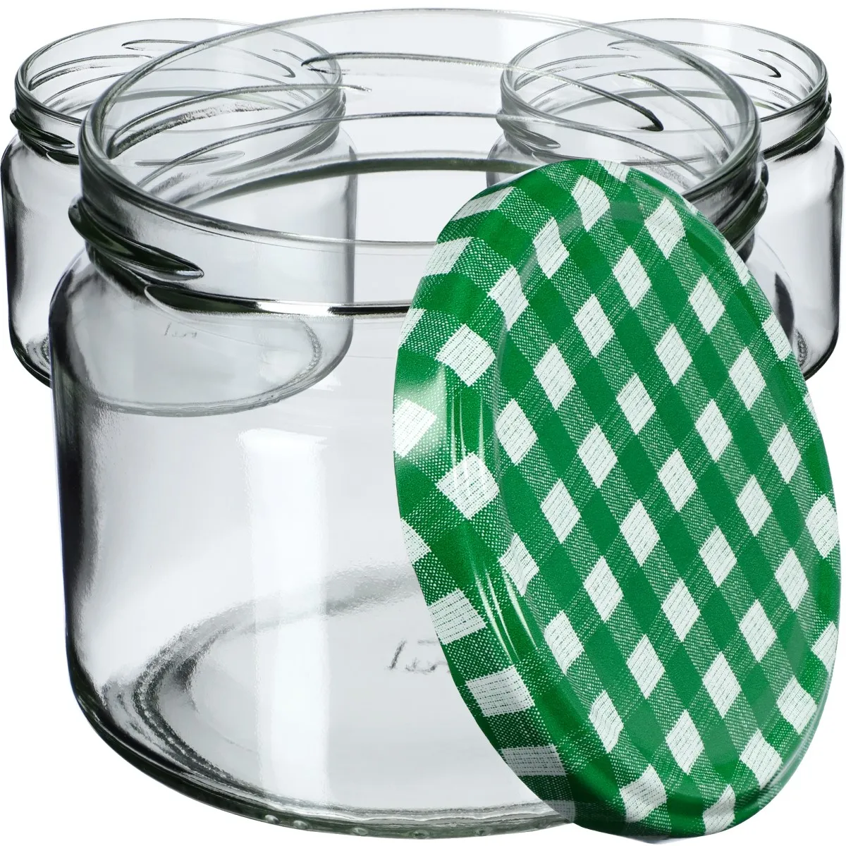 „Sonka“ konservavimo stiklainiai 330 ml, 100 vnt., 82 mm, + žalios grotelės dangteliuose