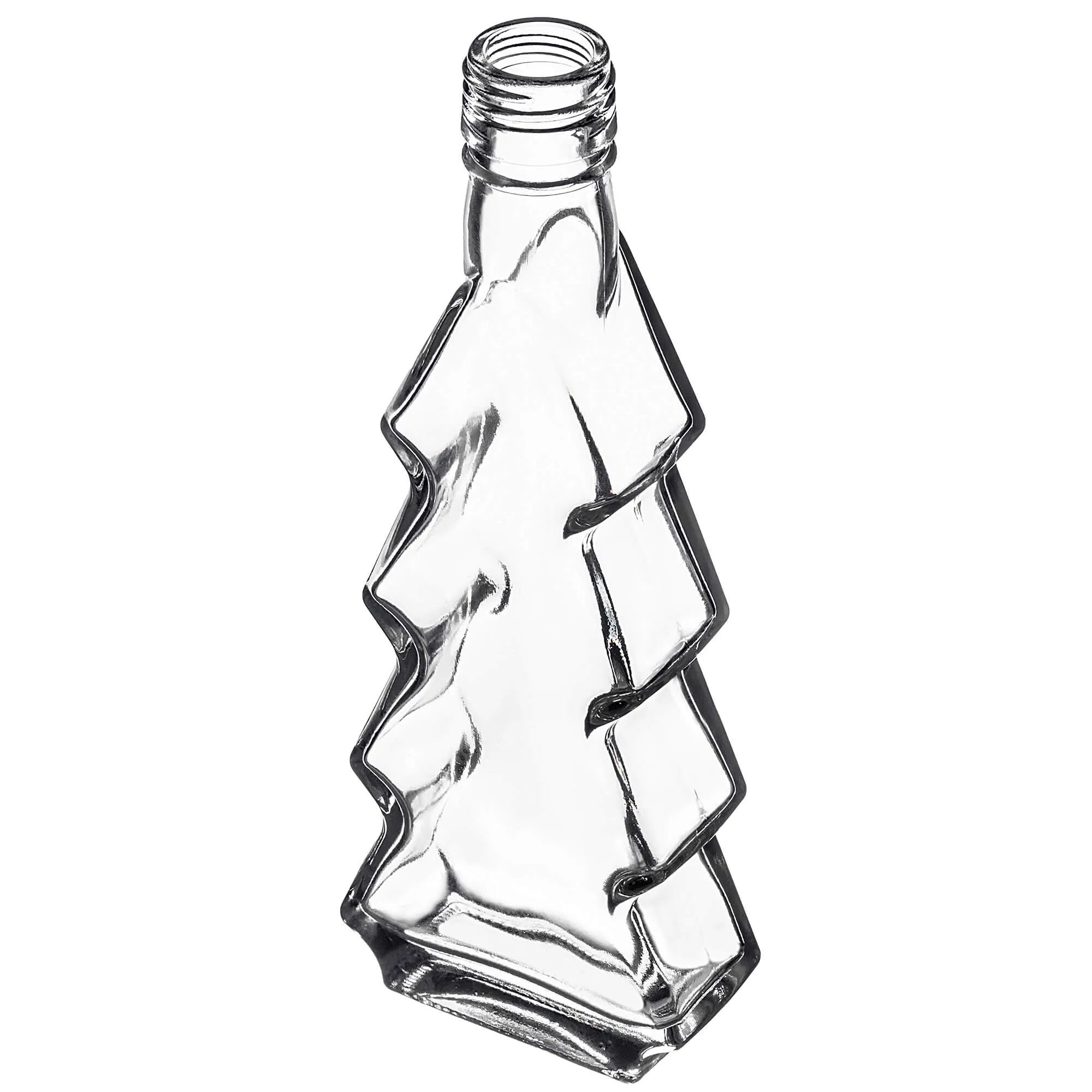 Enna kalėdinės eglutės formos stikliniai buteliukai 200 ml su auksiniu dangteliu, 5 vnt.