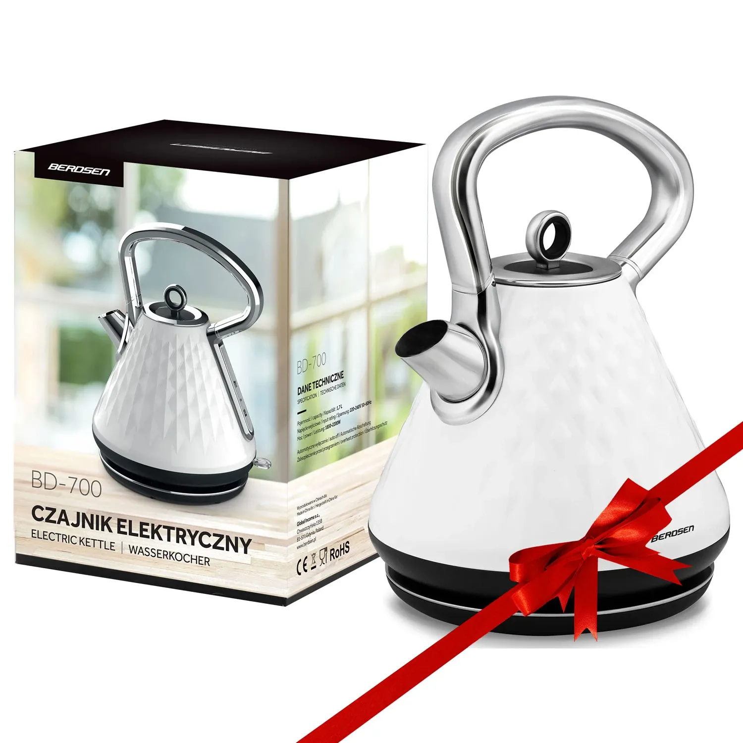 Berdsen BD-700 1,7 l elektrinis virdulys, baltas - nuotrauka 1