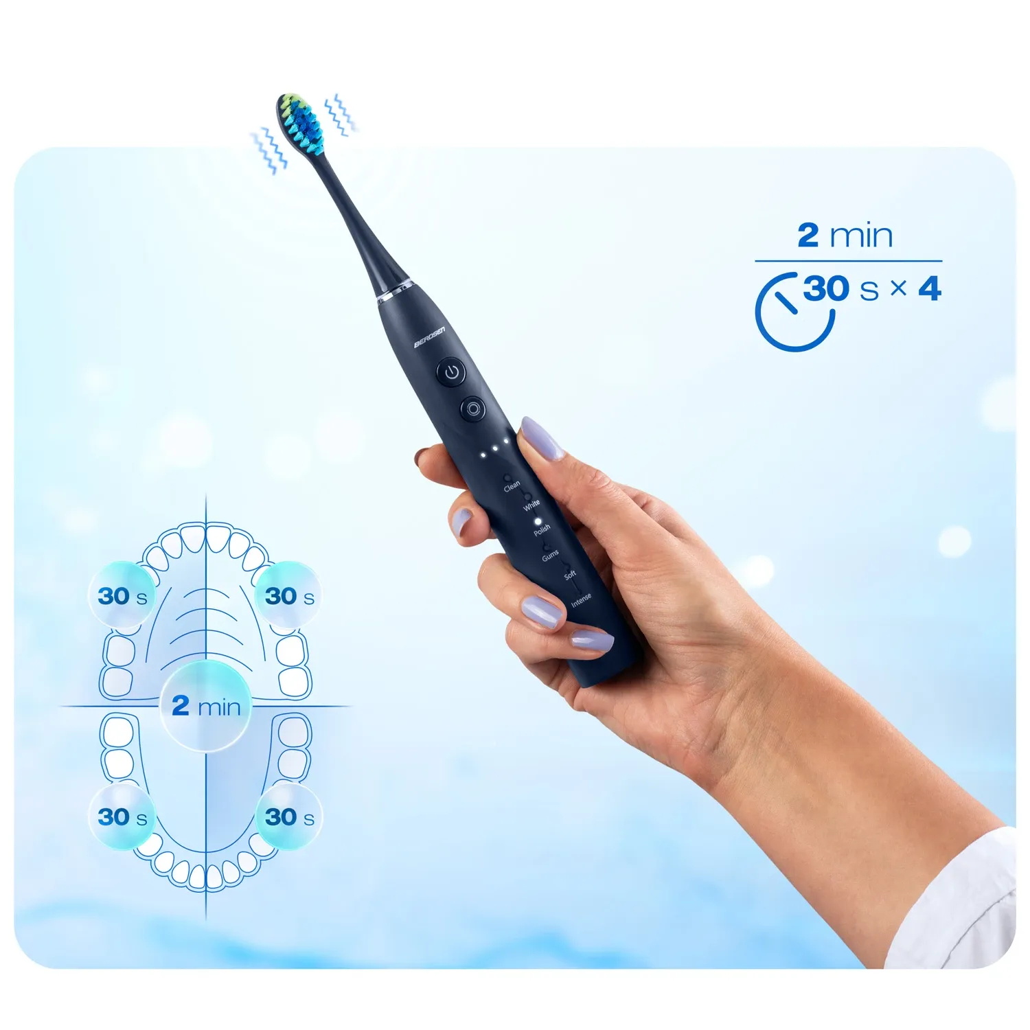 Berdsen Galaxy Sonic dantų šepetėlis tamsiai mėlynas - nuotrauka 1