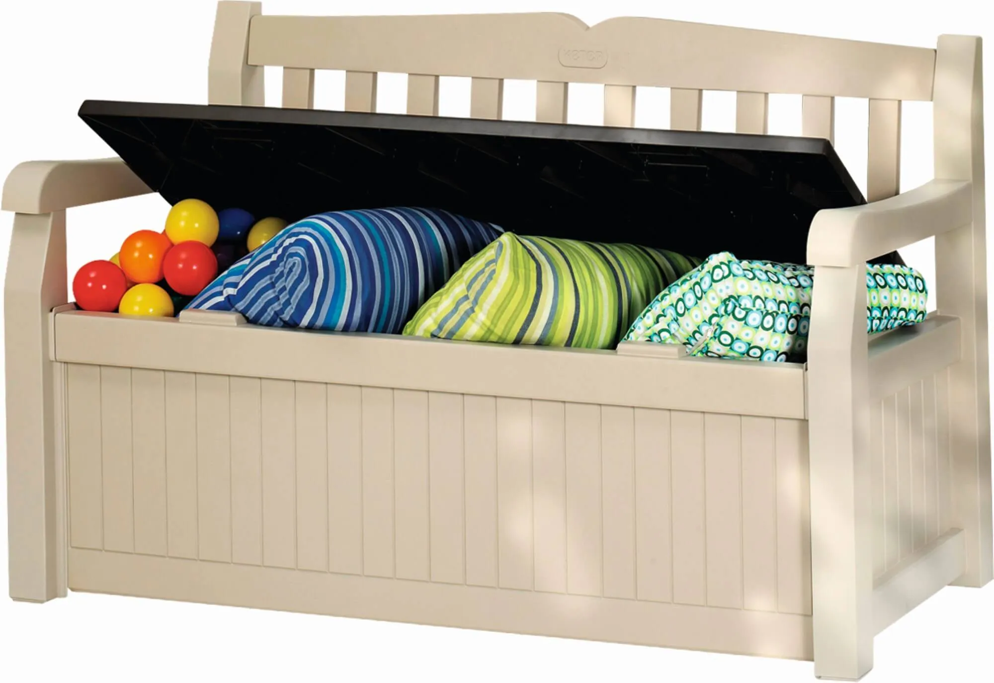 Keter Eden sodo suoliukas, 265 l, smėlio ir rudos spalvos, sodo suoliukas su daiktadėže
