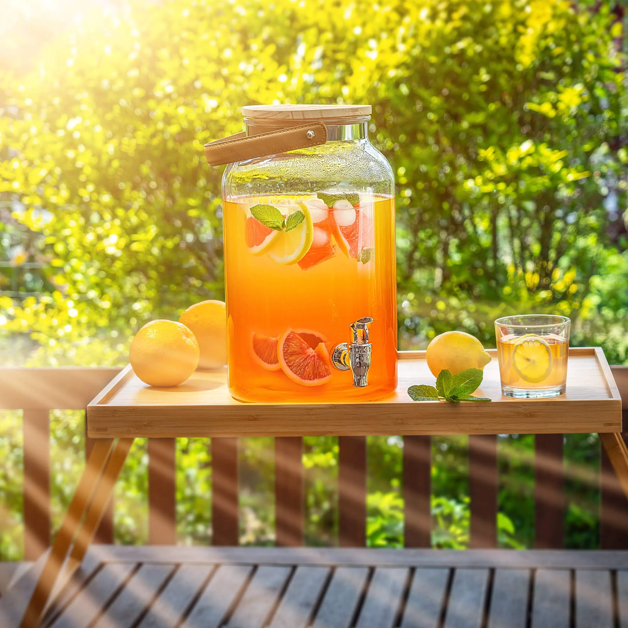 Stiklinis indas su čiaupu ir rankena Mandrioli 5,6 l