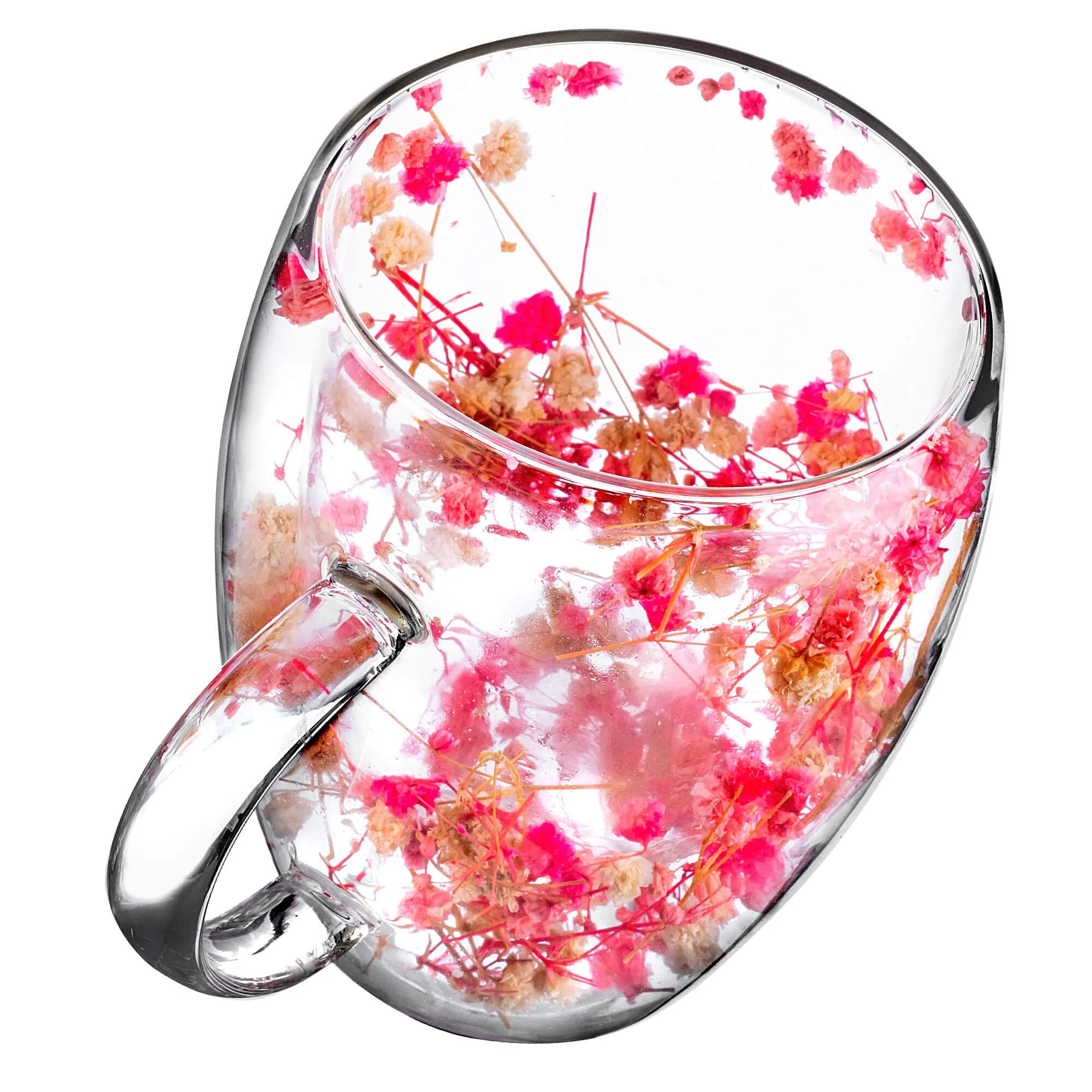 Terminis puodelis su gėlių motyvu „Riga“, 350 ml, rožinis, 1 vnt.