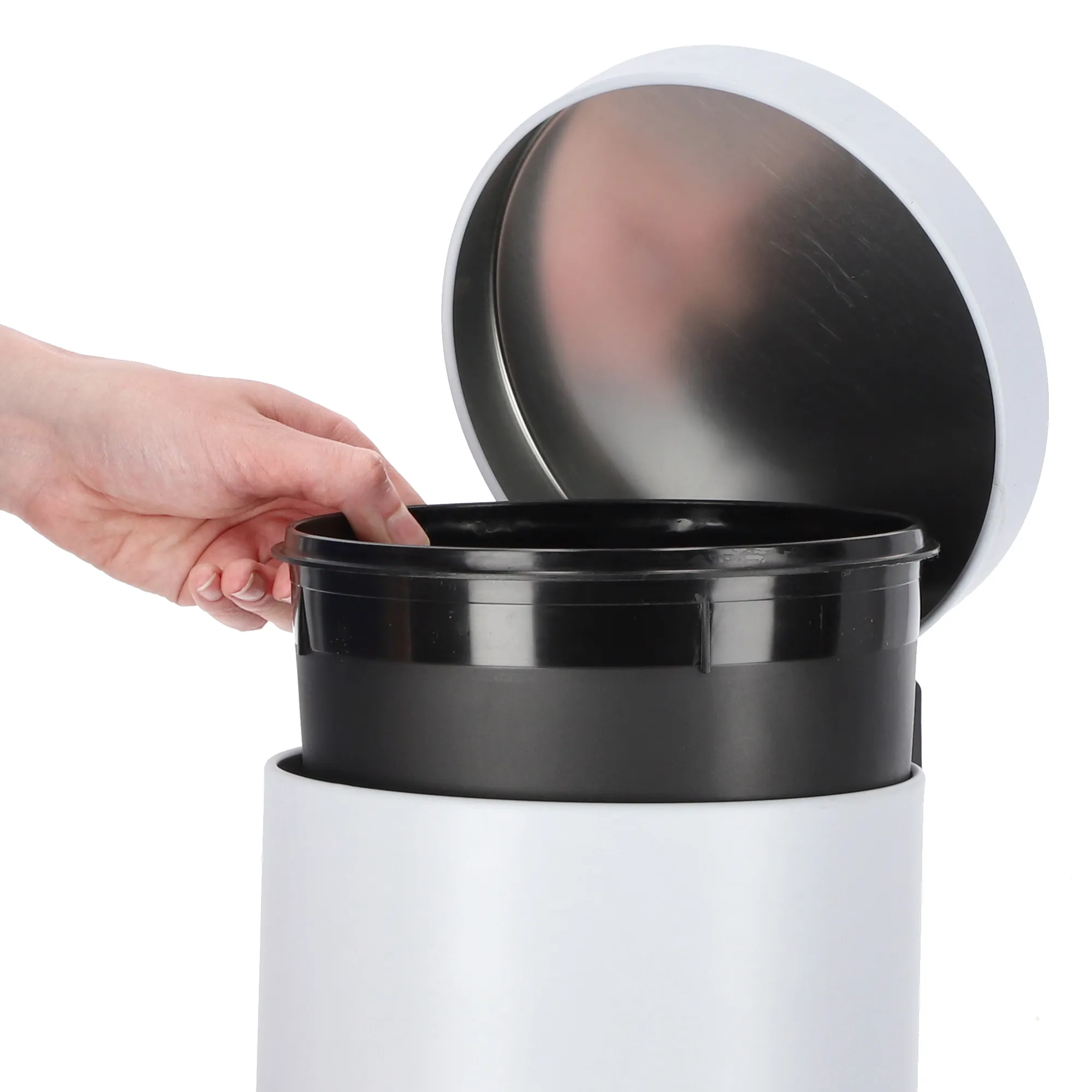 „Melfi“ 14 l plieninė šiukšliadėžė, balta