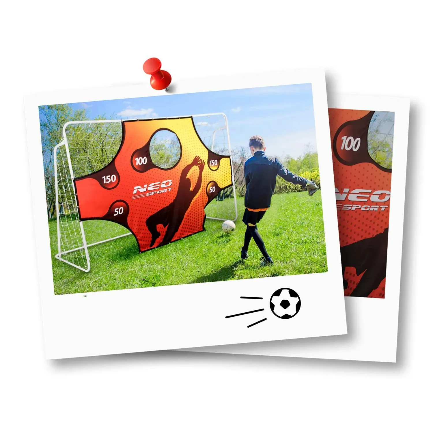Futbolo vartai 245 x 155 x 80 cm + taikinio kilimėlis - nuotrauka 1