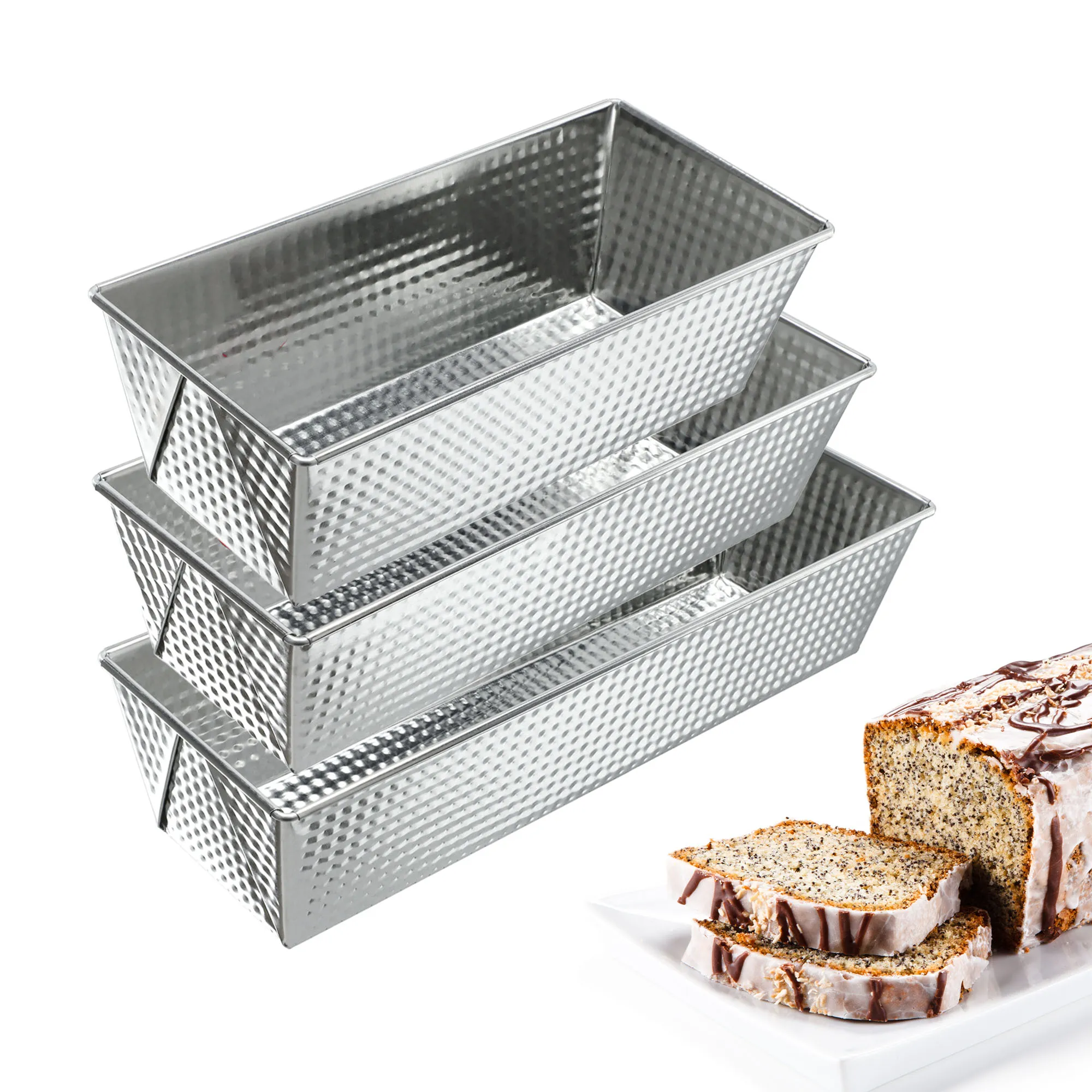 Vokinių kepimo formų rinkinys 25 + 30 + 35 cm, sidabrinės spalvos