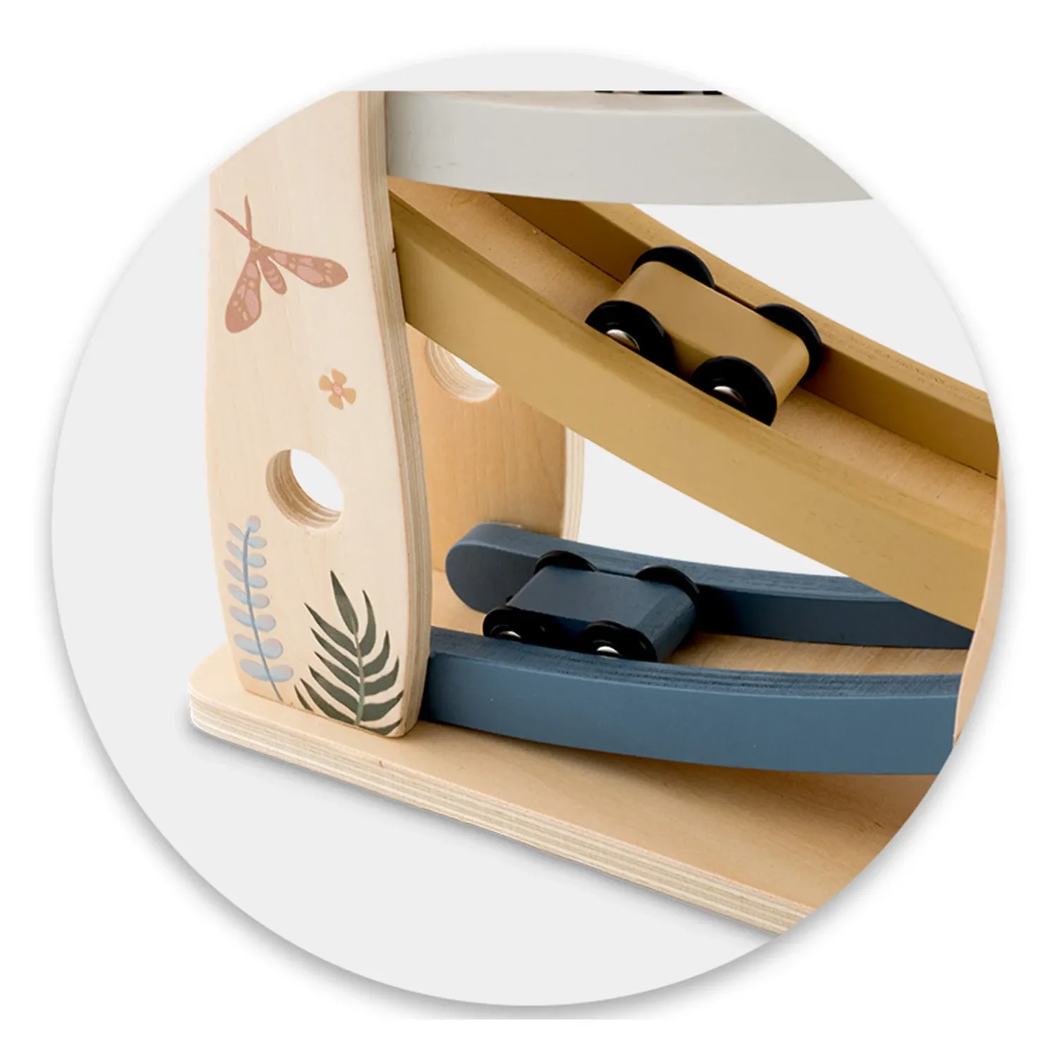 Medinis žaislinis čiuožykla su mašinėlėmis NK-855 Nukido - nuotrauka 1