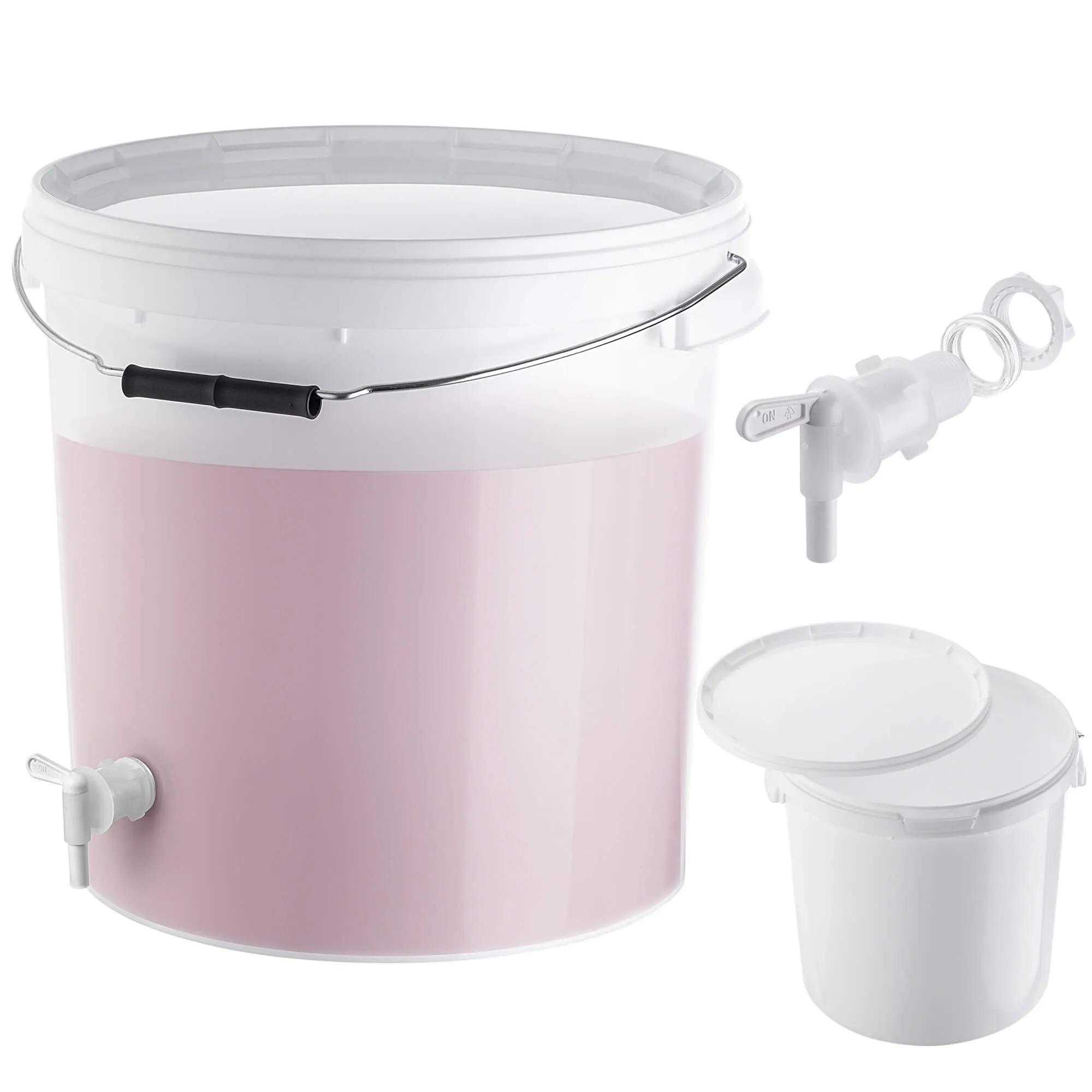 Acerra fermentacijos indas su dangčiu ir rankena, 20 l, baltas + čiaupas