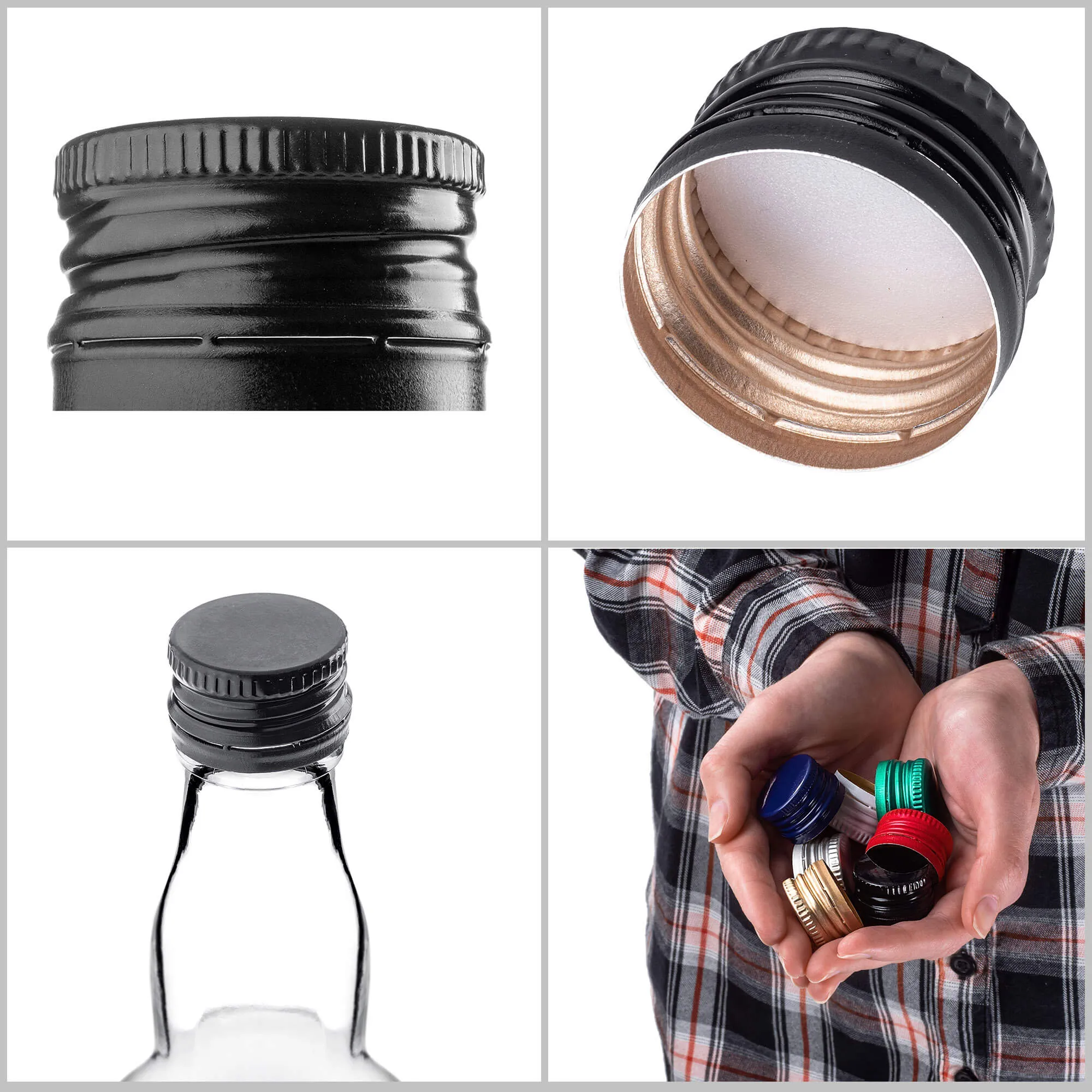 Annot aliumininiai butelių kamšteliai, 28 mm skersmens, juodi, 10 vnt.