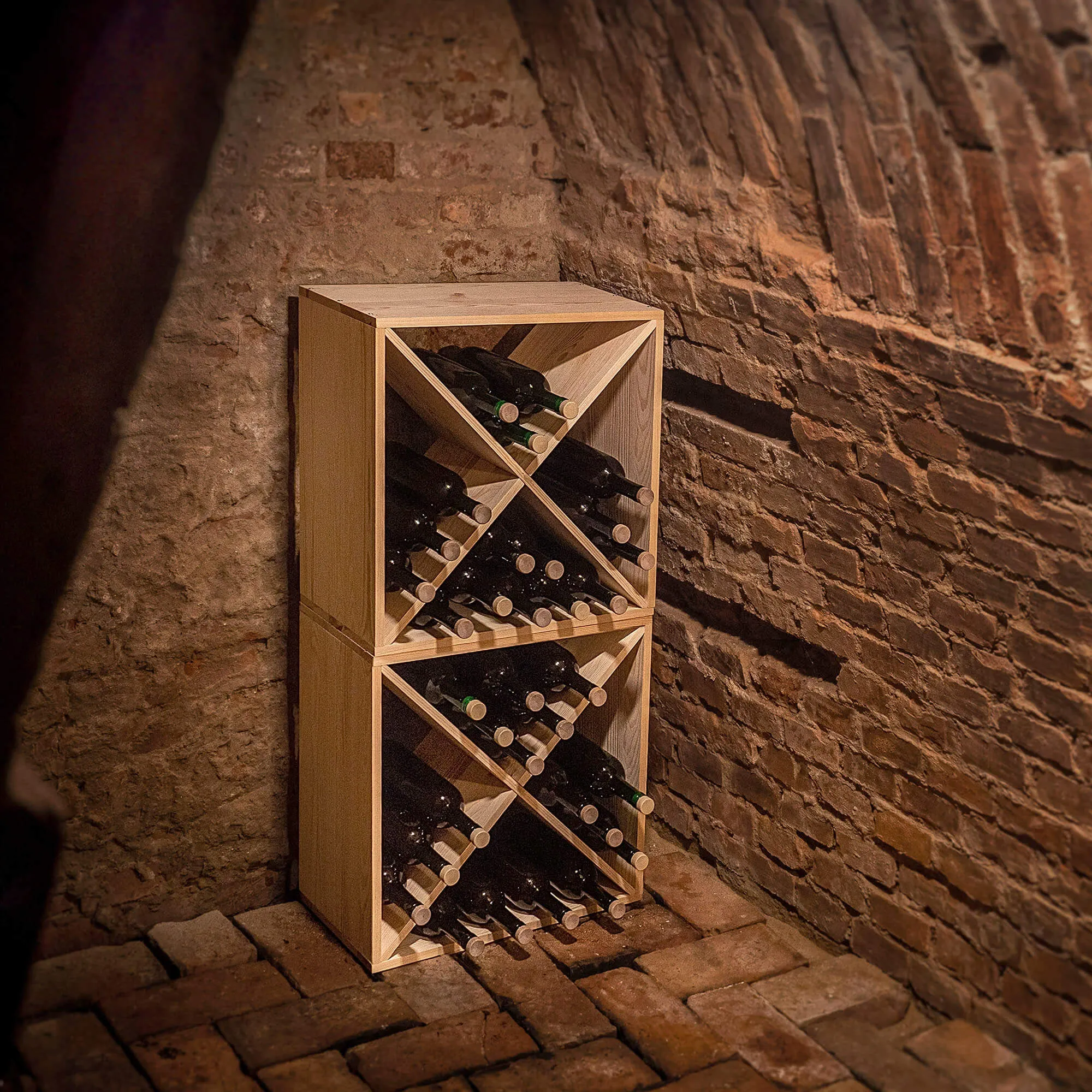 „Loreo X“ vyno lentynėlė, medinė, šviesiai ruda, 2 vnt.