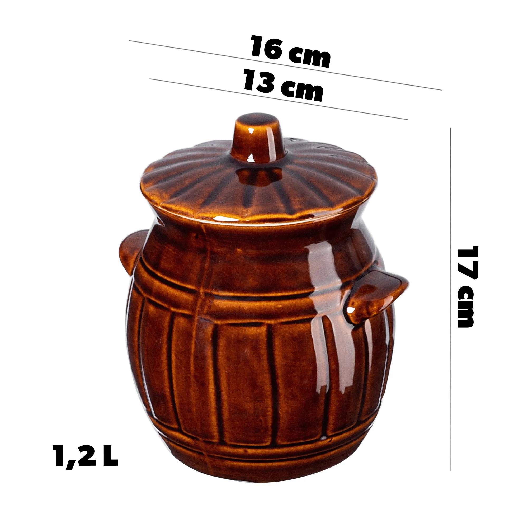Helios 1,2 l talpos keraminė statinė su dangčiu