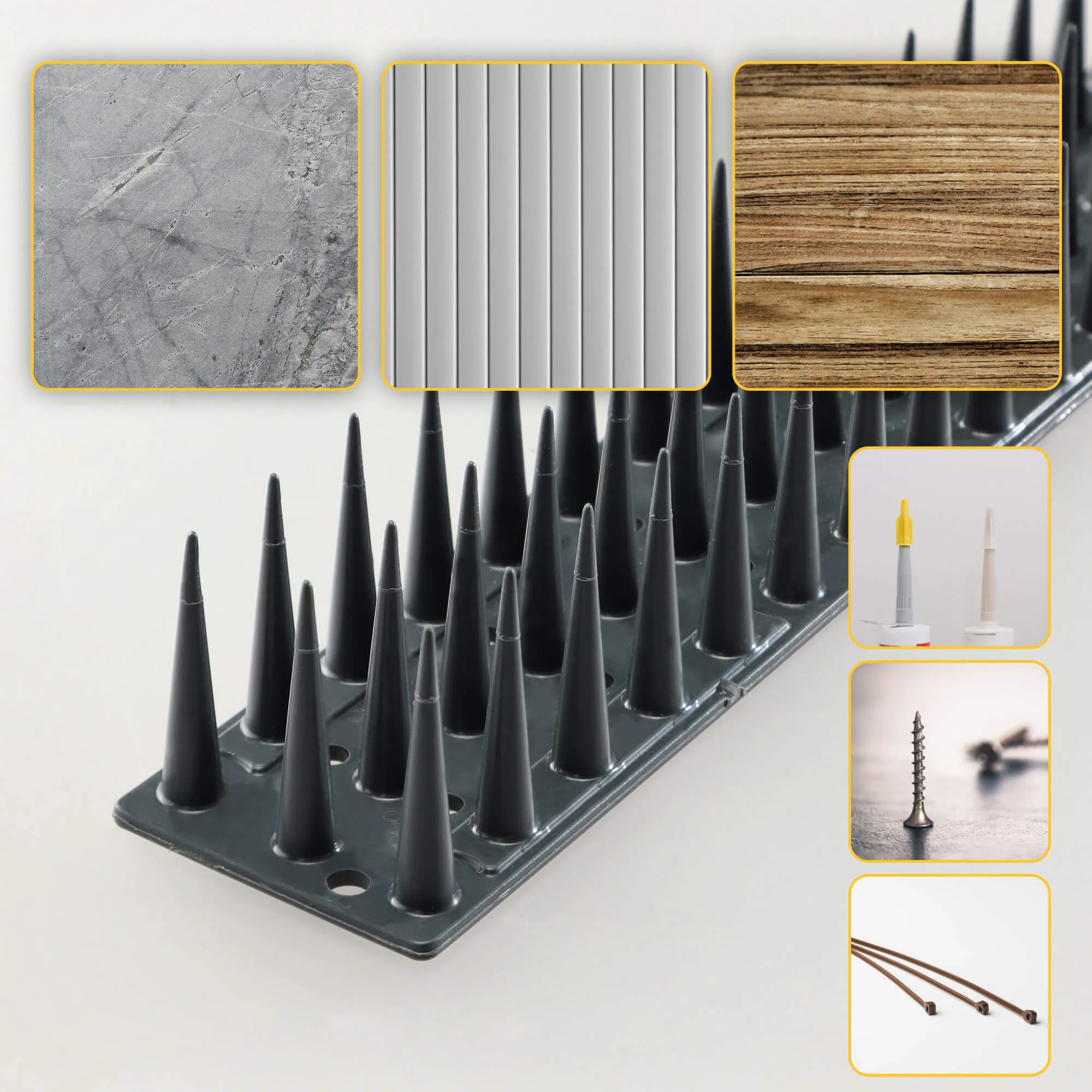 Arcas plastikiniai paukščių apsaugos smaigai, antracito spalvos, 6 vnt.