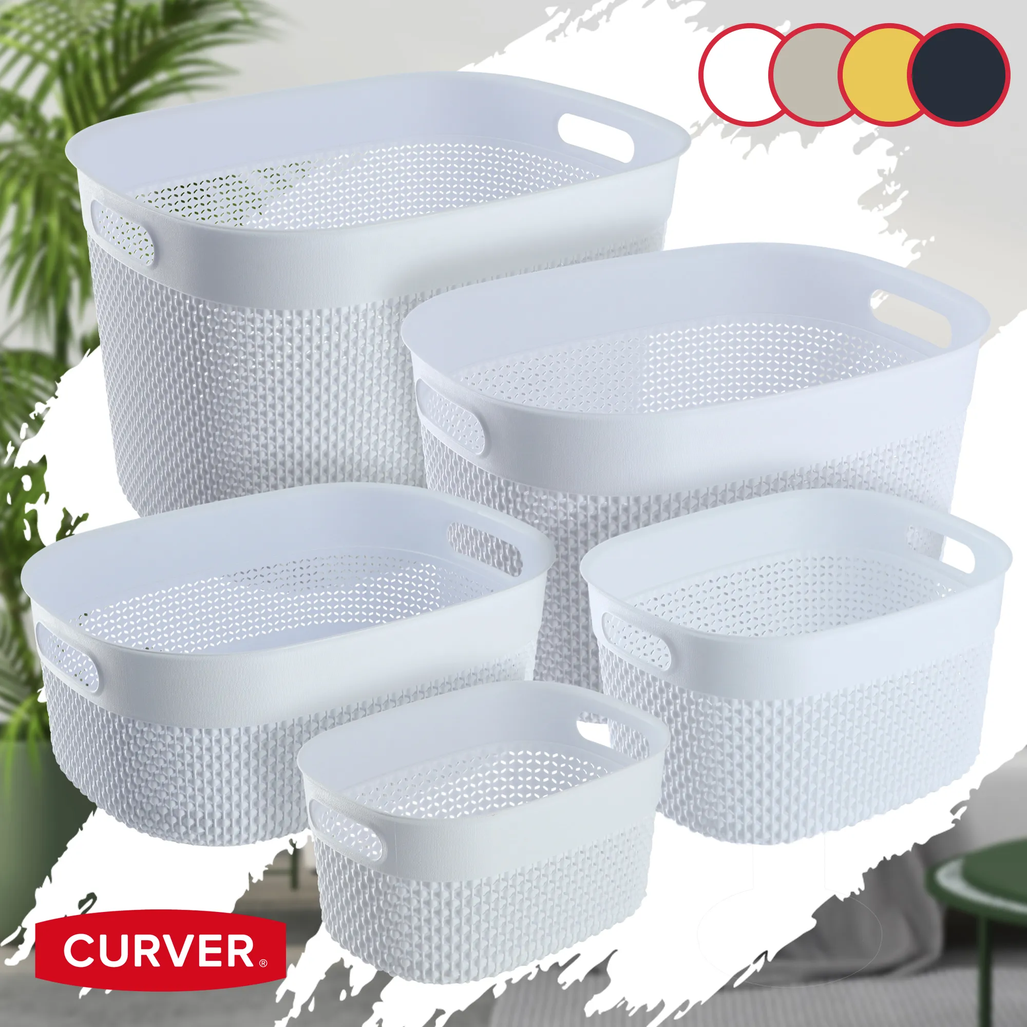 Stačiakampis krepšys 18 l Curver Filo perdirbtas, baltas