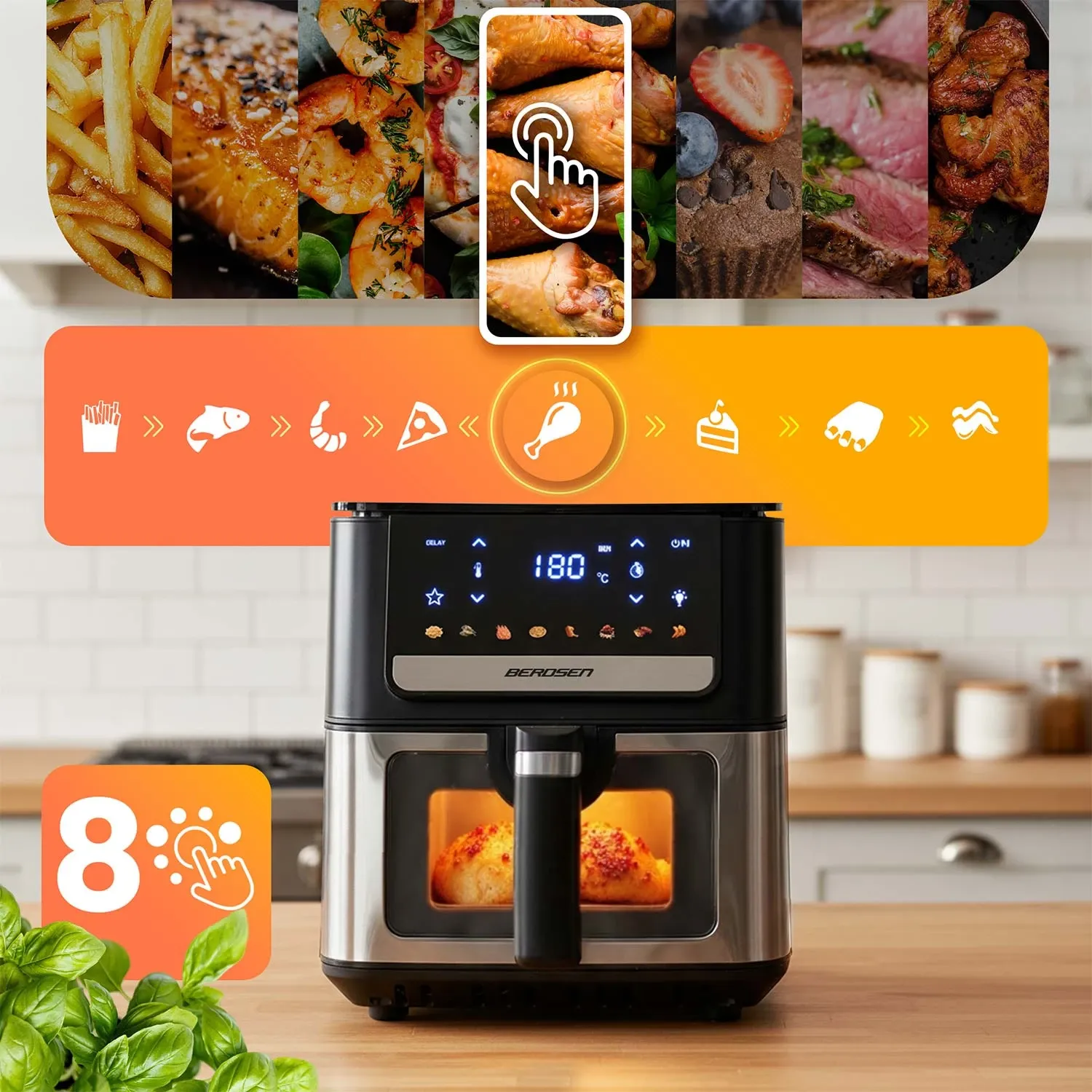 Oro gruzdintuvė 6,5 l Berdsen 1700W BD-655 juoda - nuotrauka 1