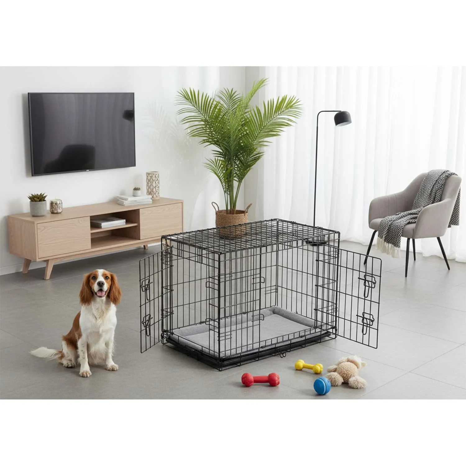 Metalinis šunų voljeras + guolis 91 x 57 x 62 cm PH-201 - nuotrauka 1