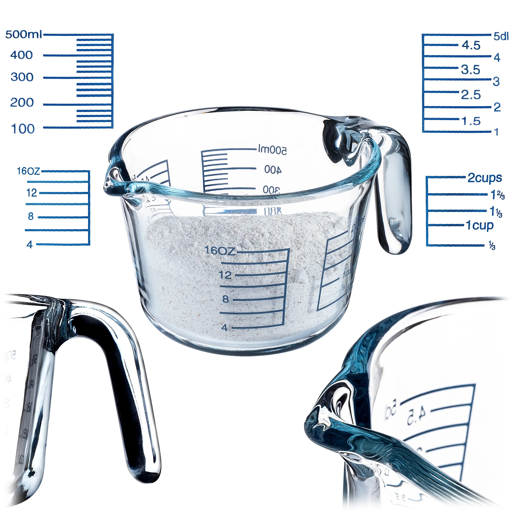 Autol 500 ml stiklinis matavimo puodelis su gradacija