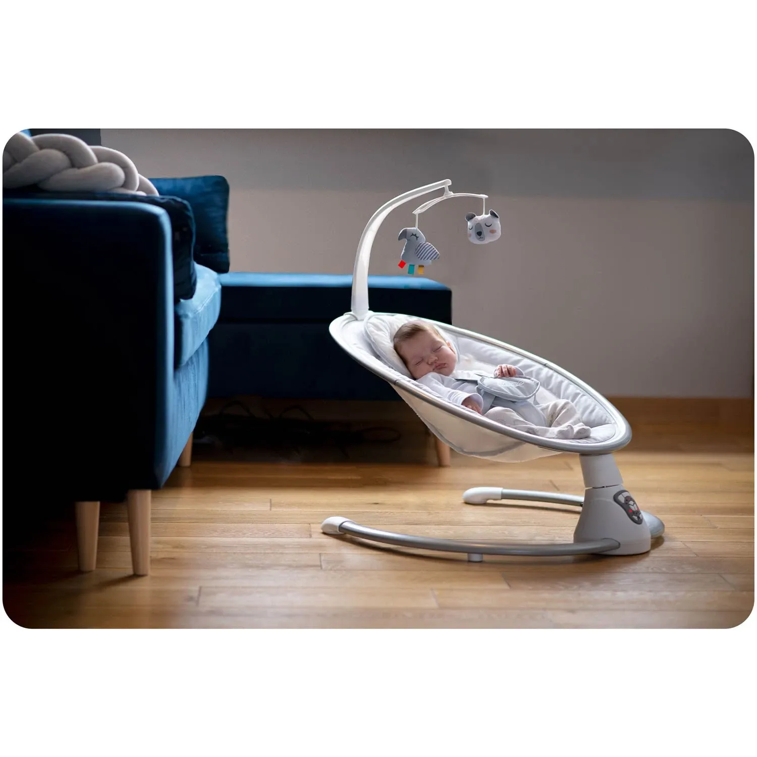 Daugiafunkcinė supamoji kėdė su automatiniu supamuoju mechanizmu, balta ir pilka Ricokids 705000 - nuotrauka 1