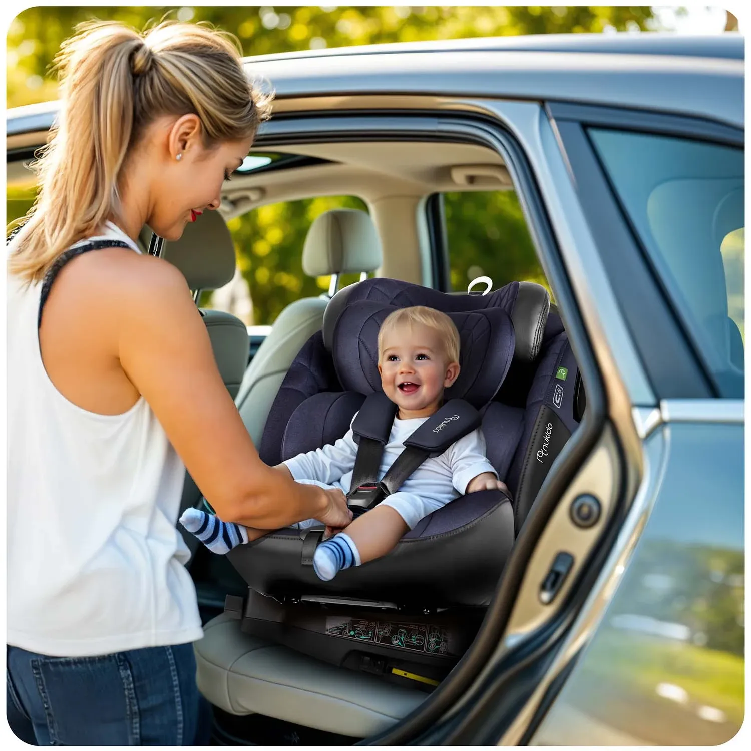 „Nukido Aero Line“ automobilinė kėdutė, juoda/tamsiai mėlyna, 0-36 kg, ISOFIX - nuotrauka 1
