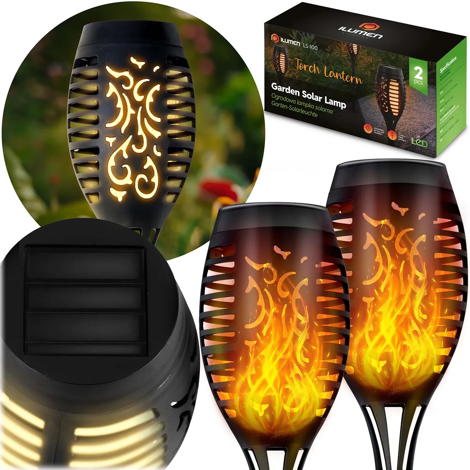 Saulės energija varomi žibintuvėliai, 2 vnt., „Ilumen LS-100“ - nuotrauka 1