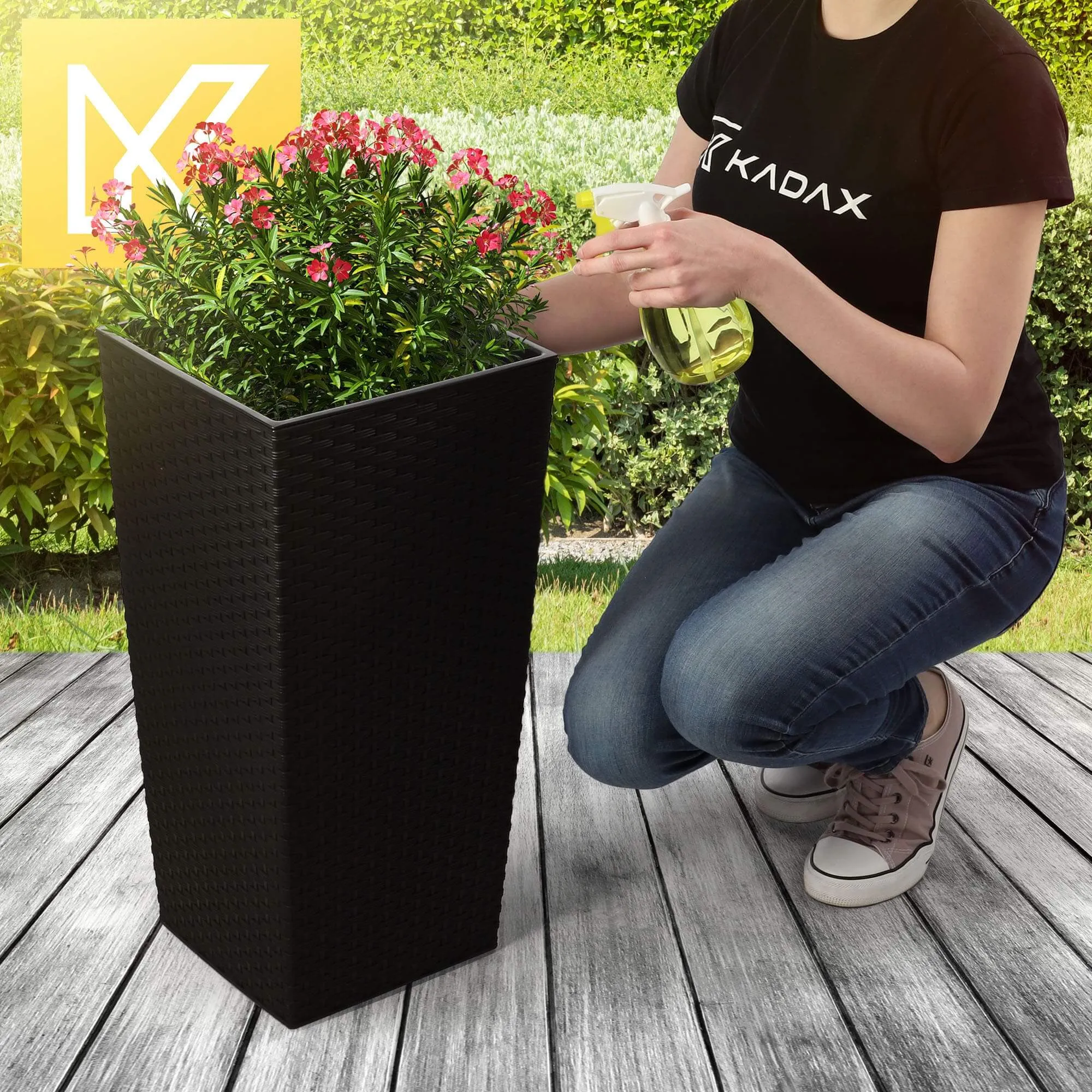 Pesaro rotango gėlių vazonas su įdėklu