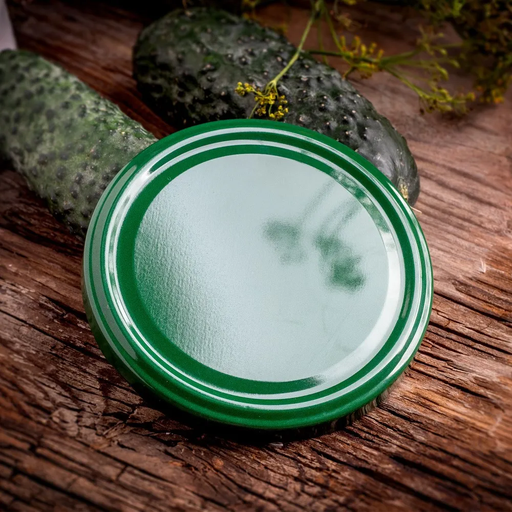 Boro stikliniai indeliai 1,7 l 89 mm + žali dangteliai 8 vnt.