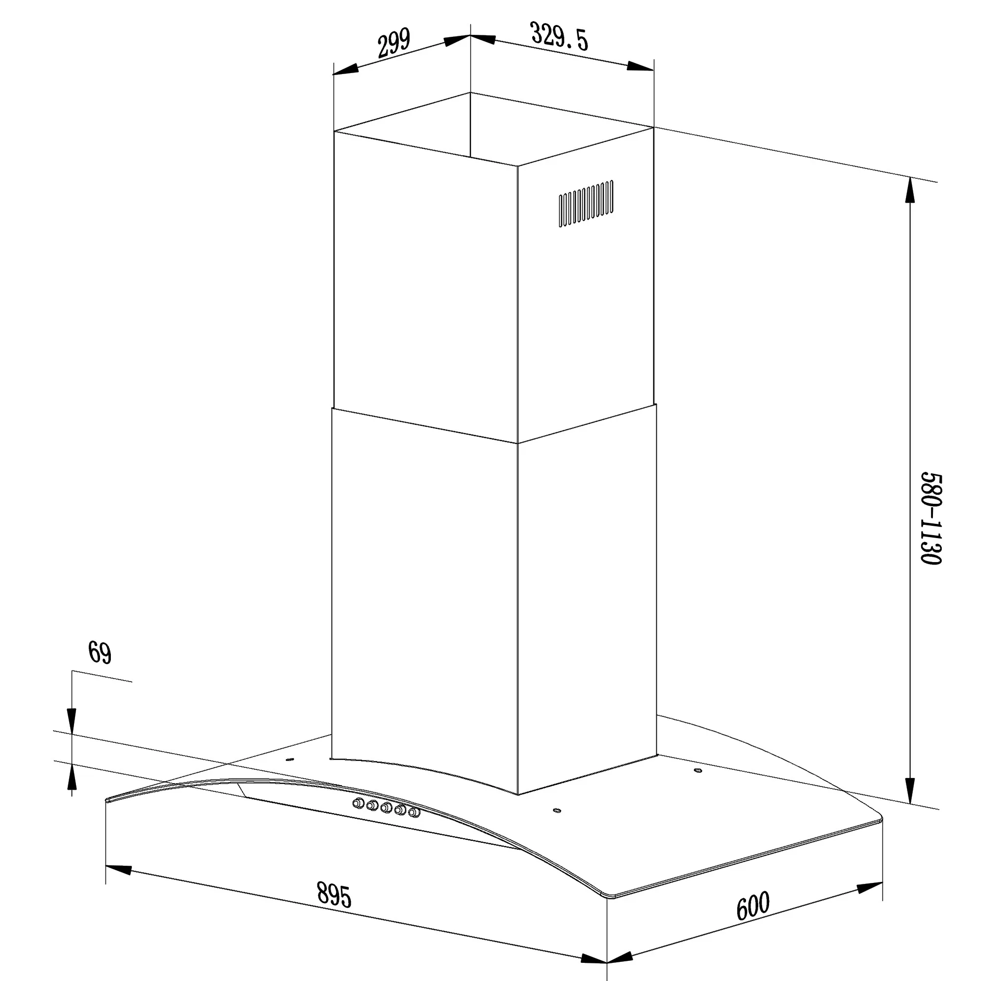 Berdsen BT-224 90 cm salos virtuvės gartraukis - nuotrauka 1