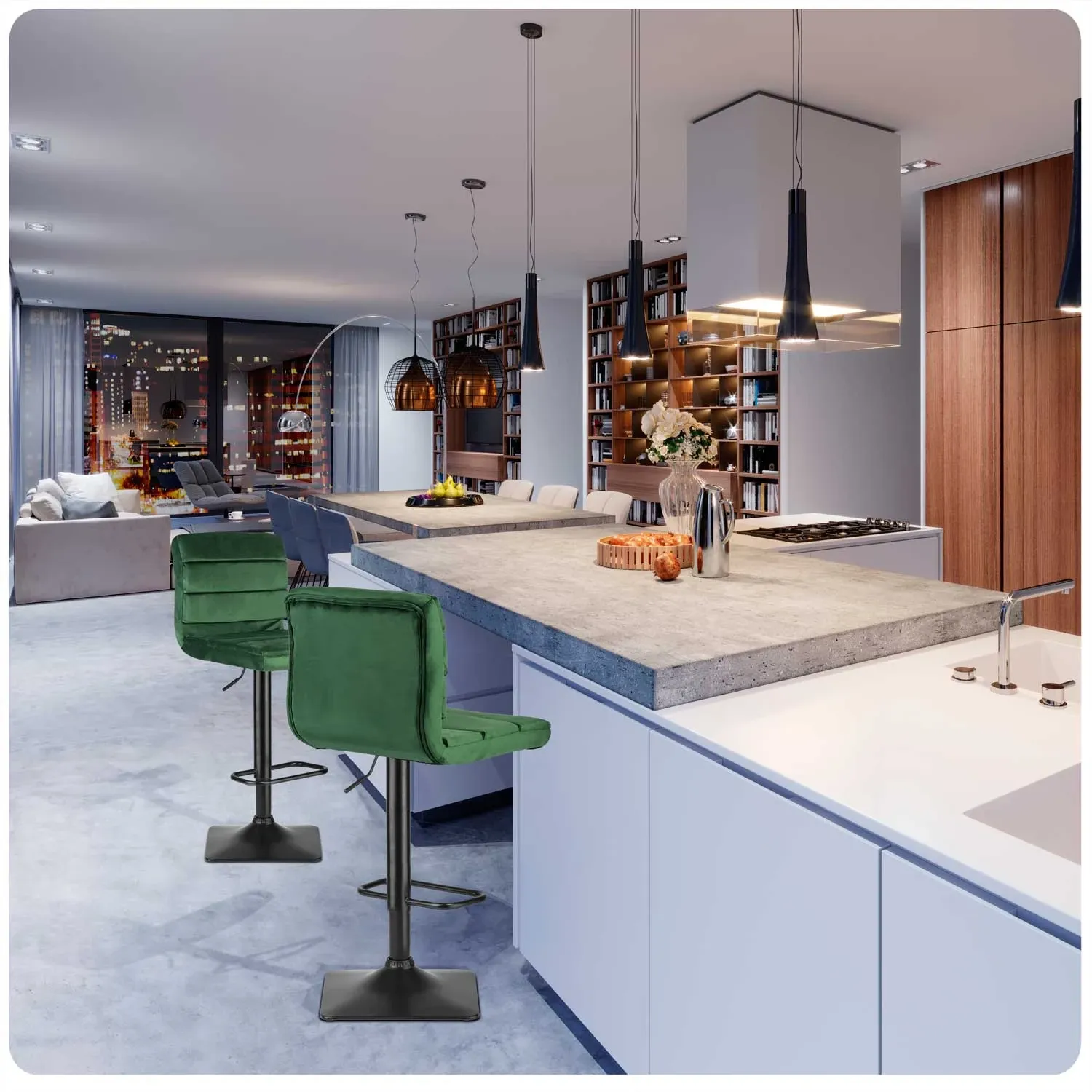 Drava žalia baro kėdė su atlošu - nuotrauka 1