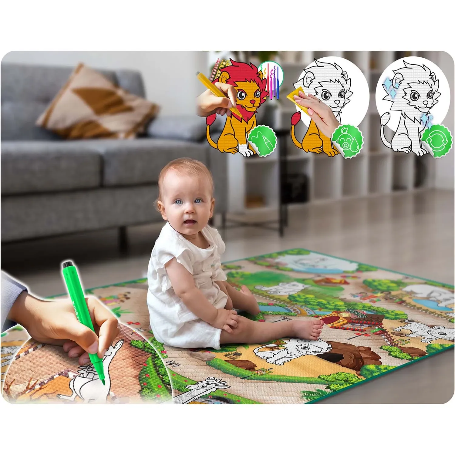 Tapybos kilimėlis 90 x 120 cm + 80 Ricokids alkoholio žymeklių - nuotrauka 1