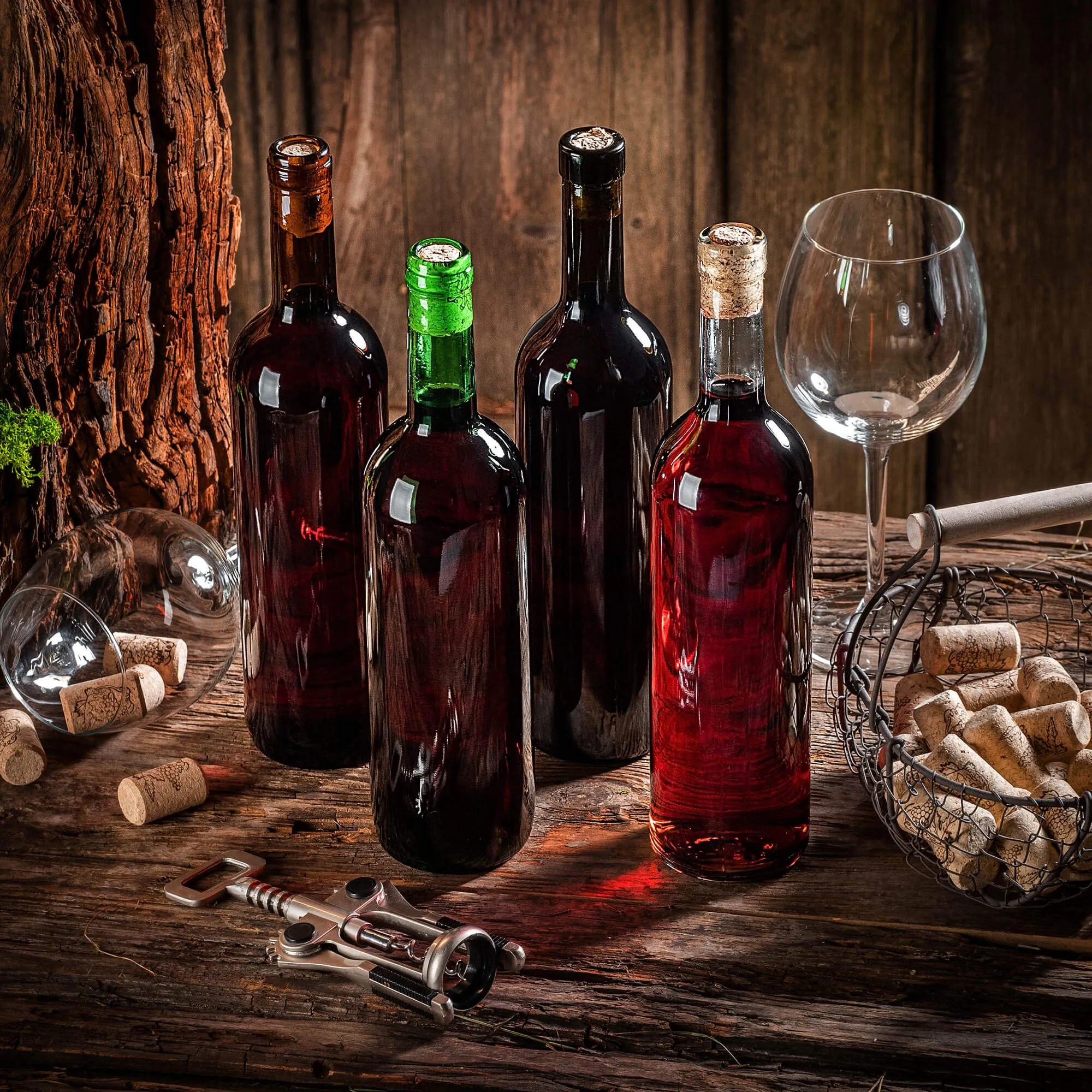 Biagio vyno buteliai 750 ml žali, be kamščio, 30 vnt.